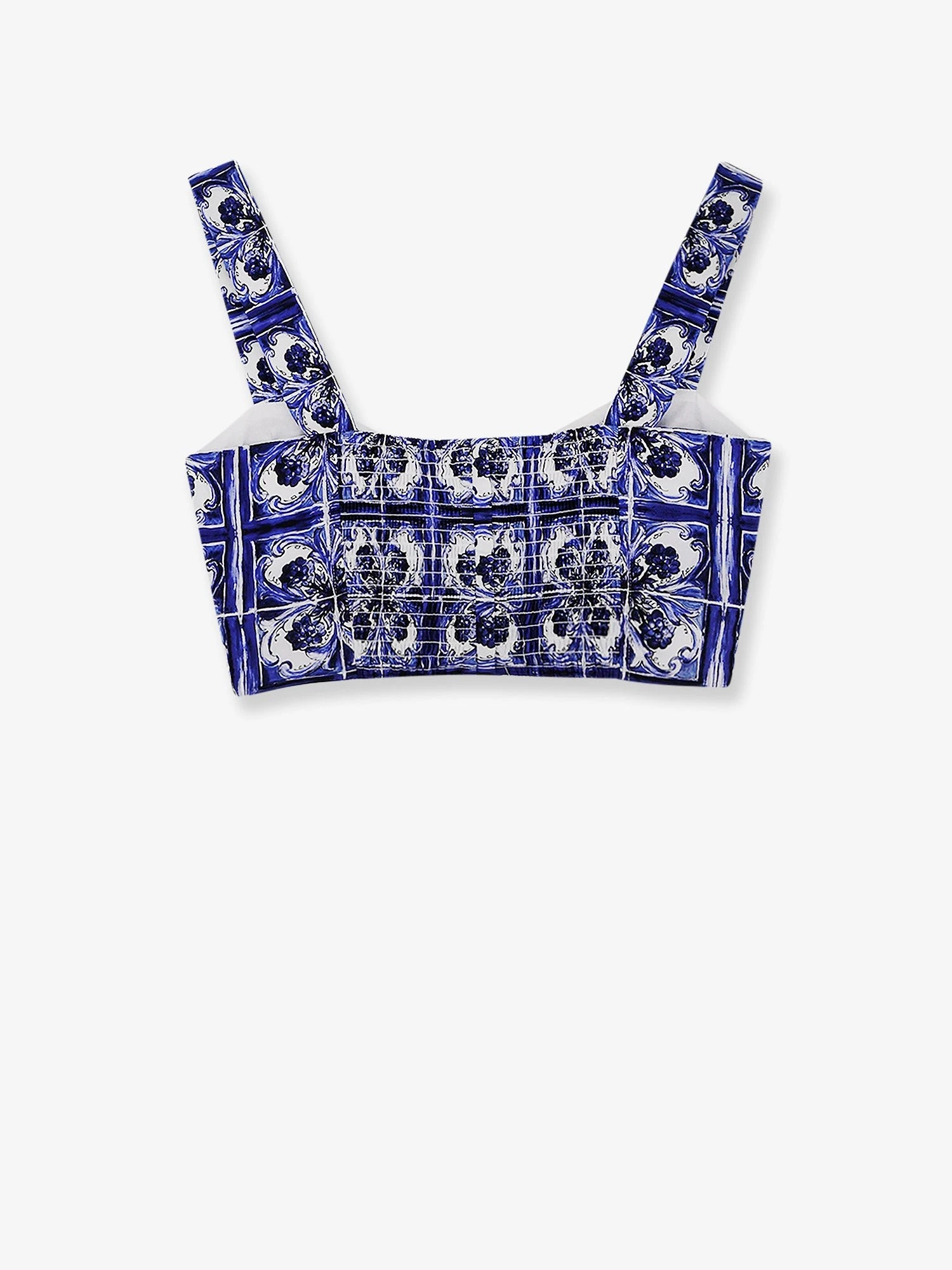 Cropped cotton top with Maiolica print.webp
