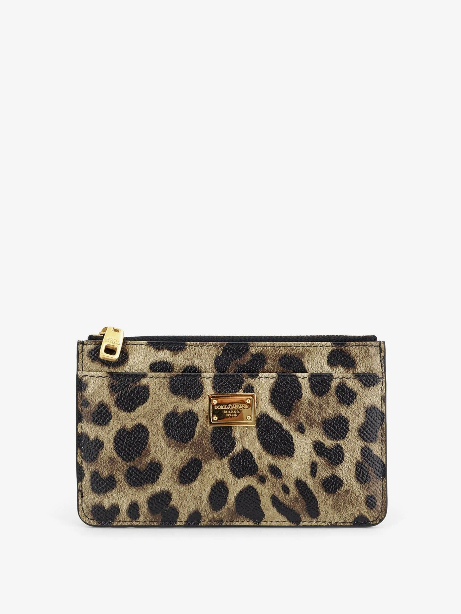 Hammered leather card holder with animal print.webp