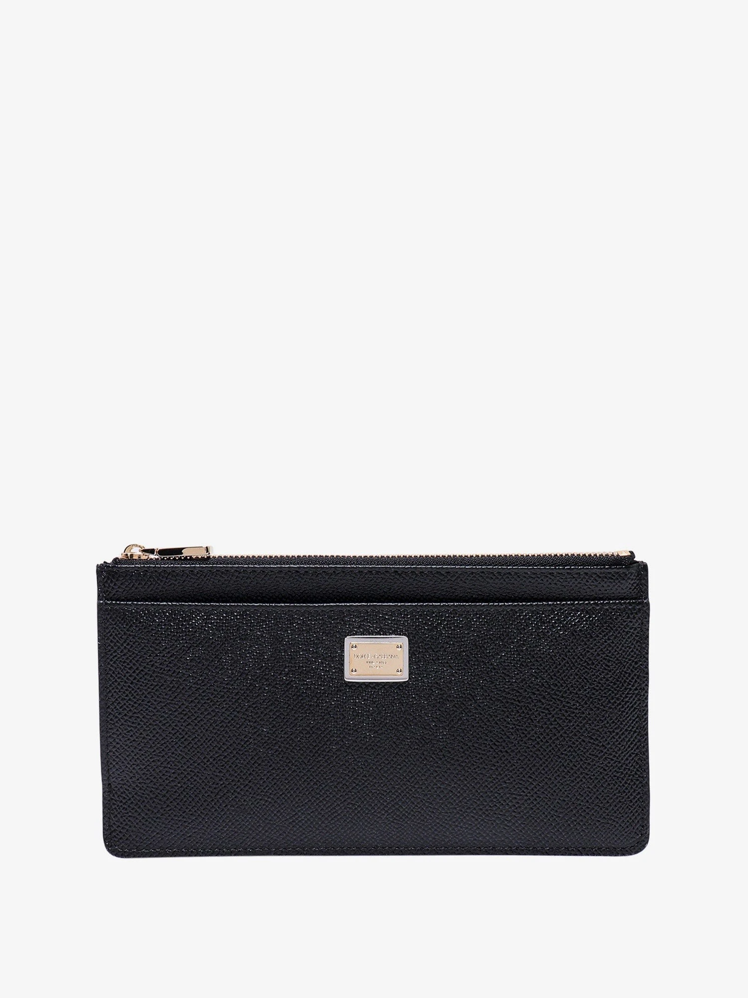 Hammered leather card holder with metal tag.webp