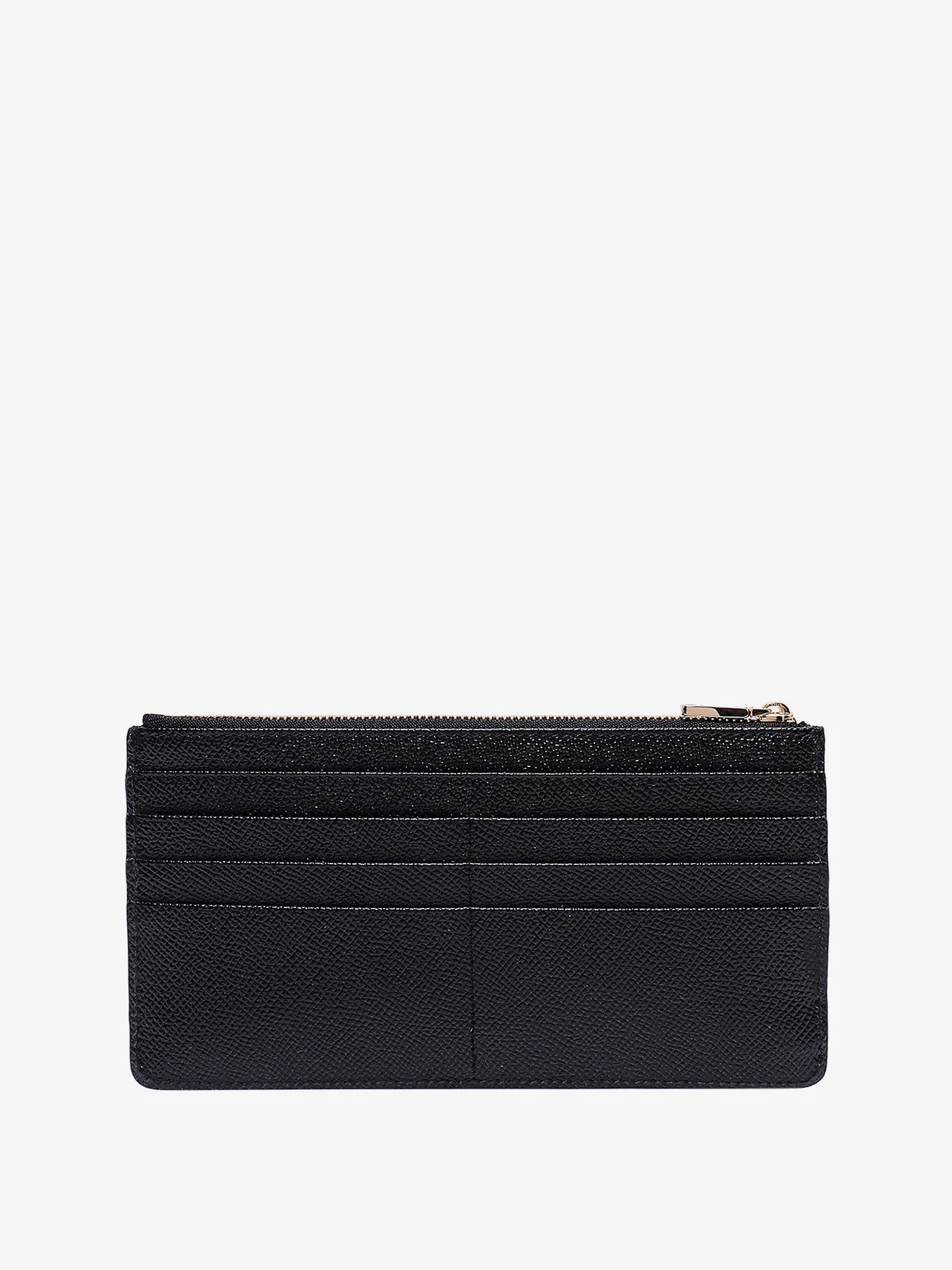 Hammered leather card holder with metal tag.webp