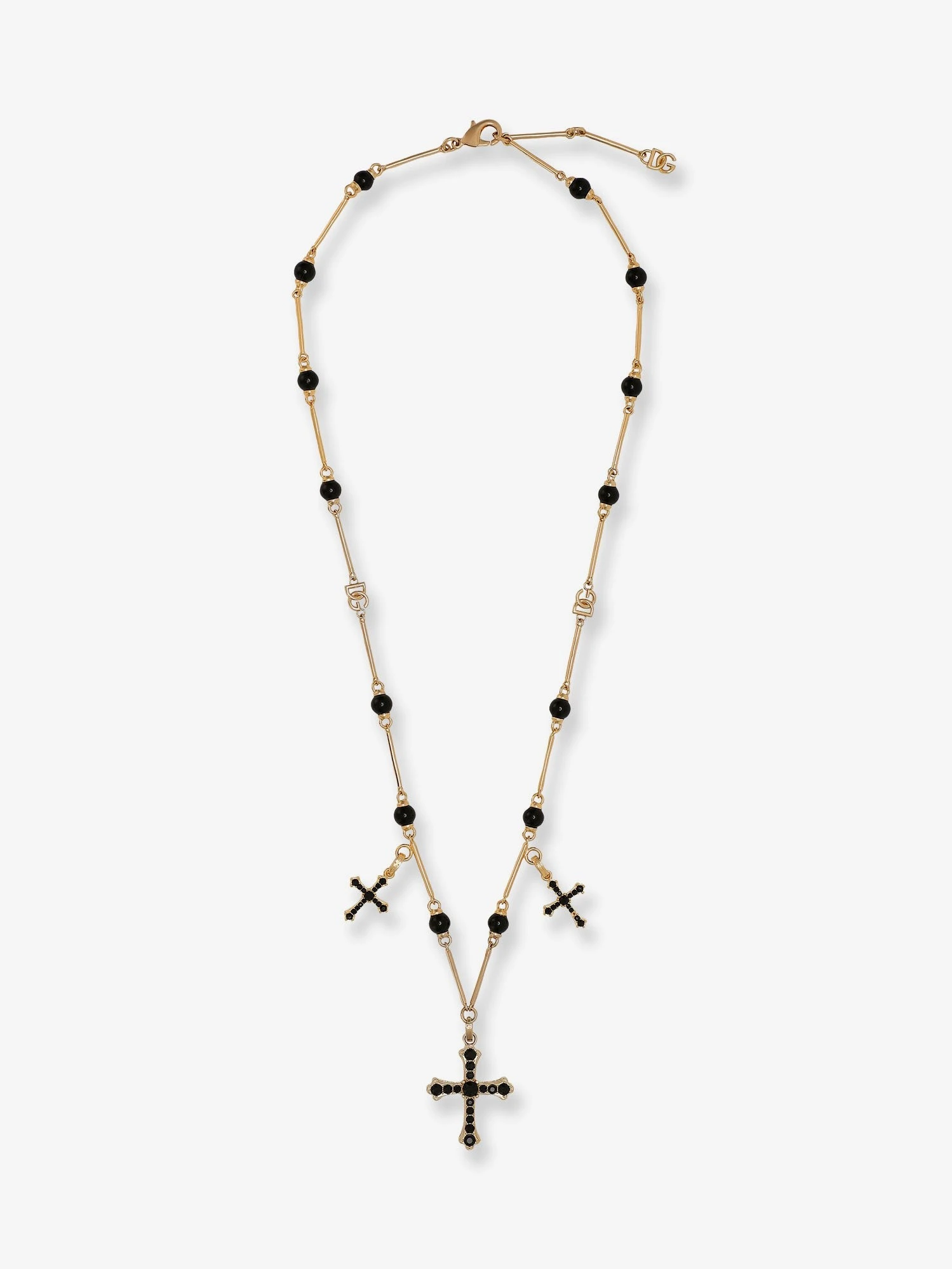 Brass rosary with cross charms.webp