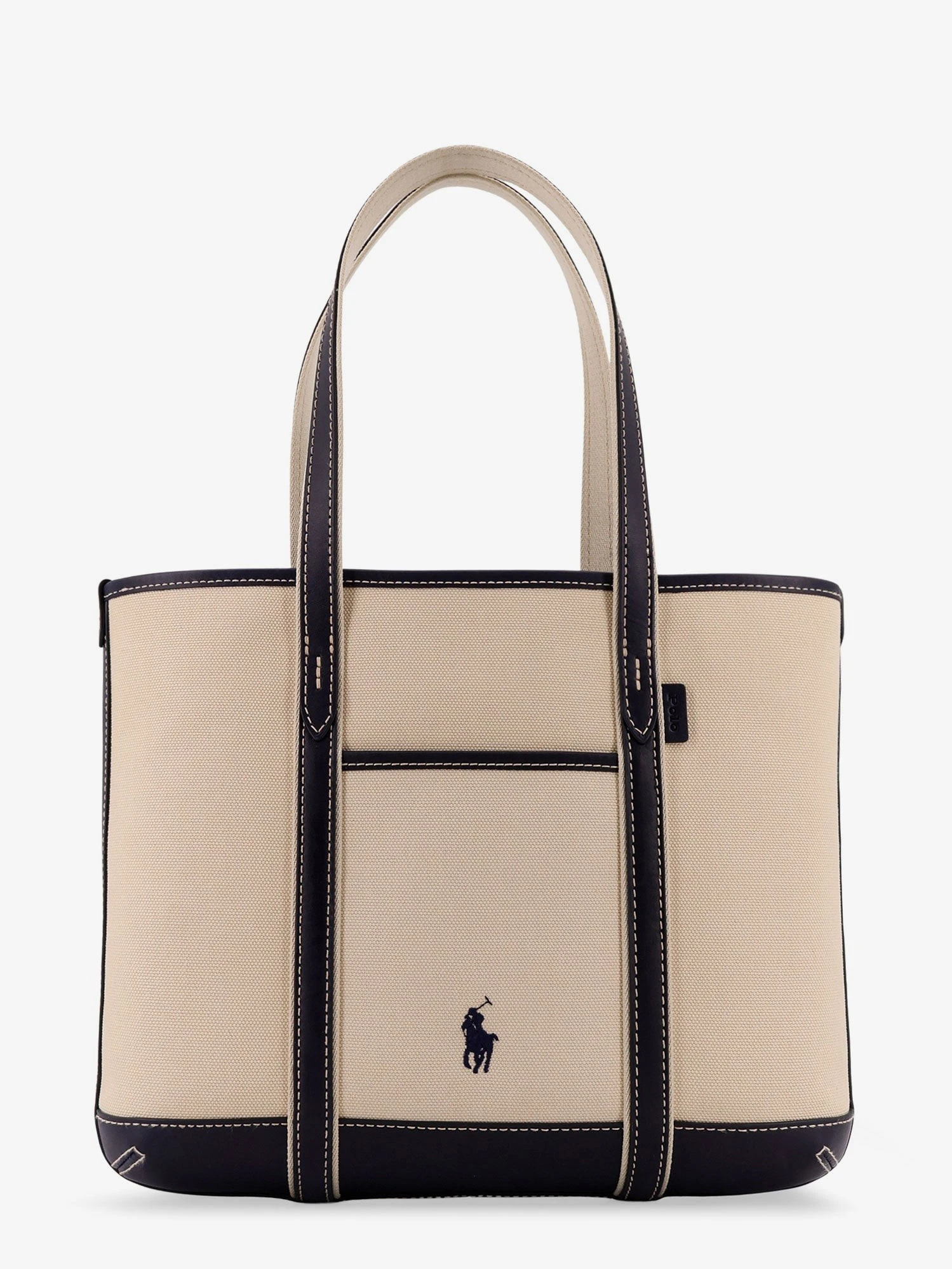 Canvas shoulder bag with embroidered logo on the front.webp