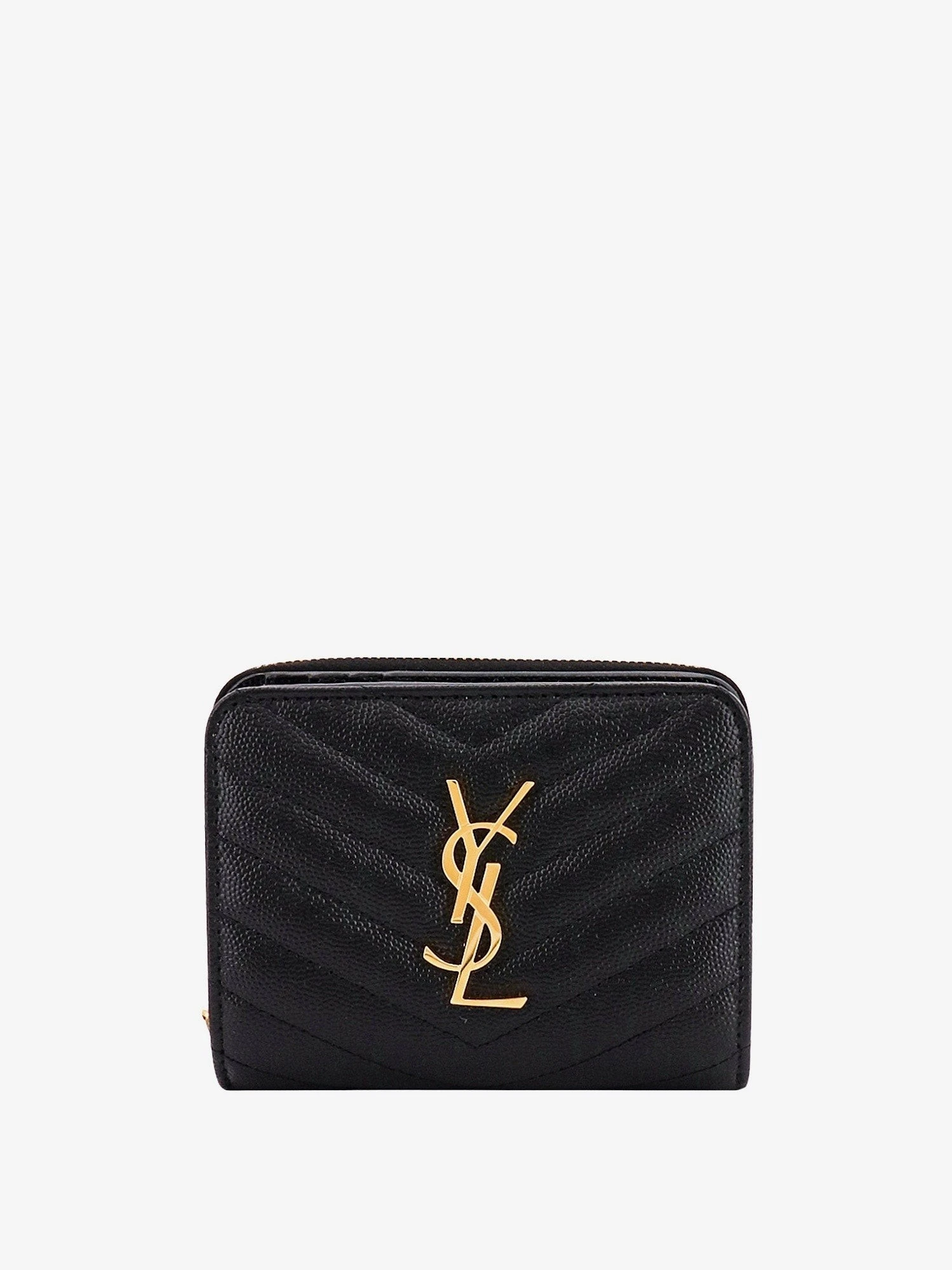 Quilted leather wallet with metal Cassandre logo.webp