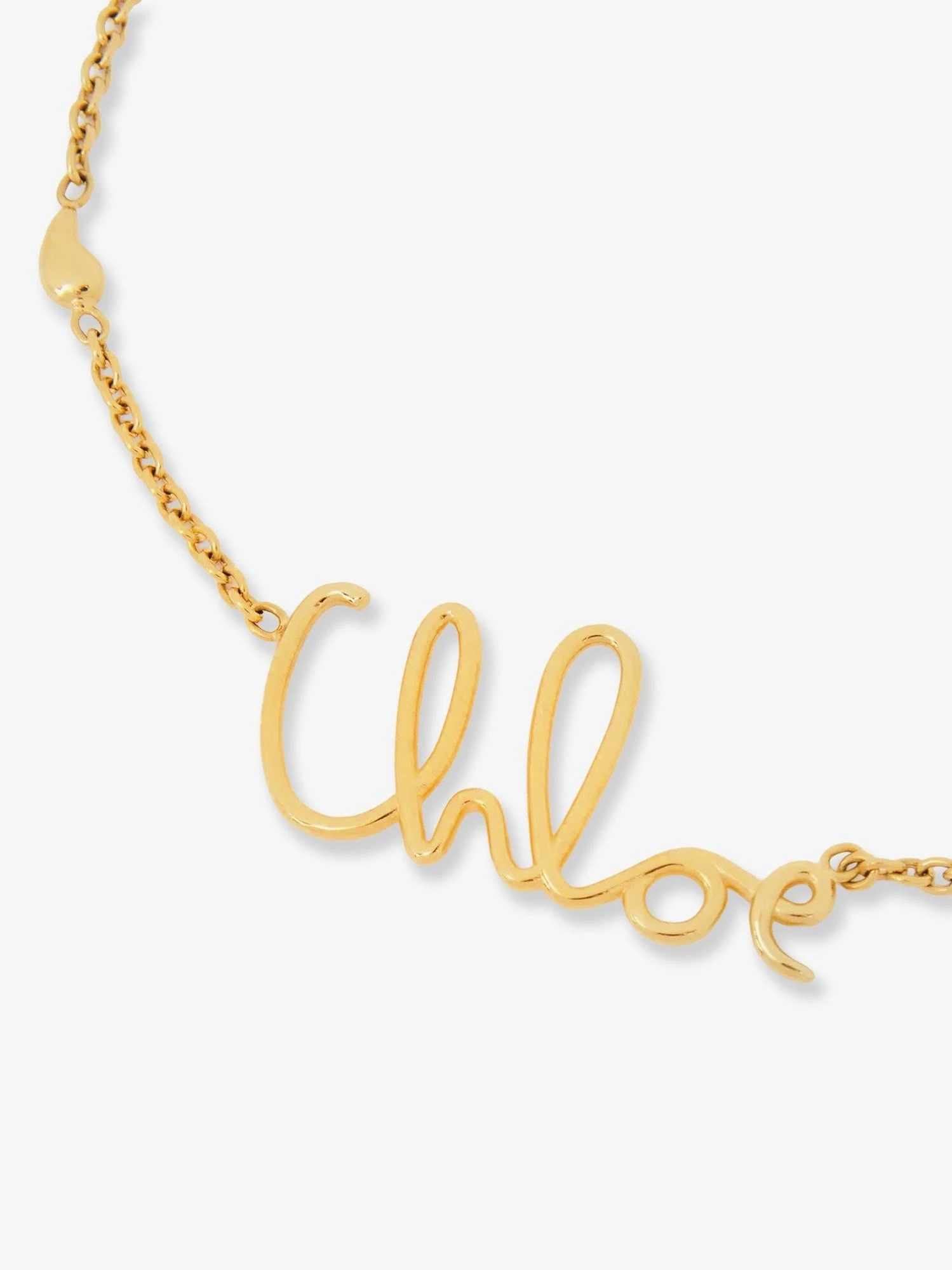 Brass necklace with lettering logo.webp