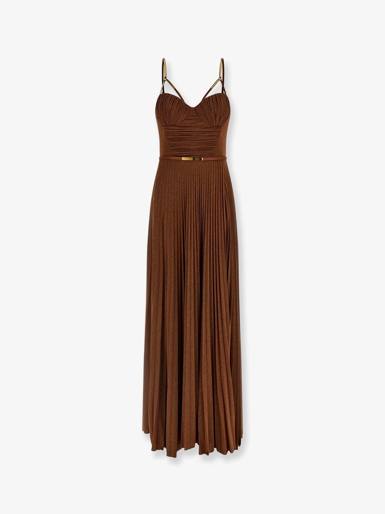 Red Carpet laminated long dress with belt.webp