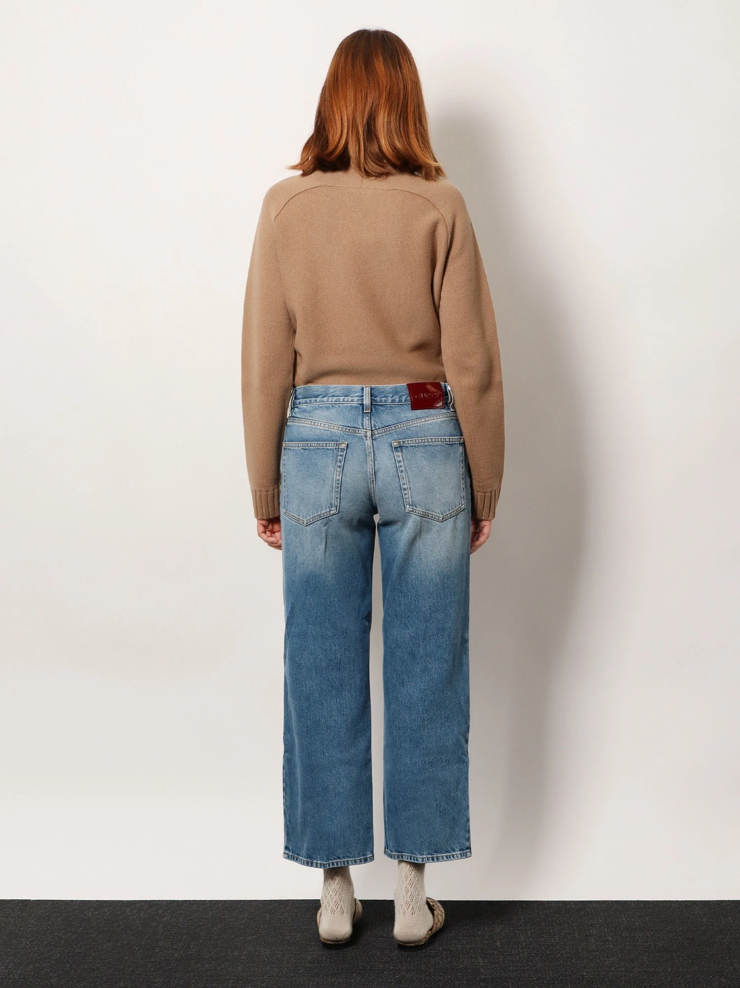Cotton jeans with Gucci Rosso Ancora naplak tag.webp