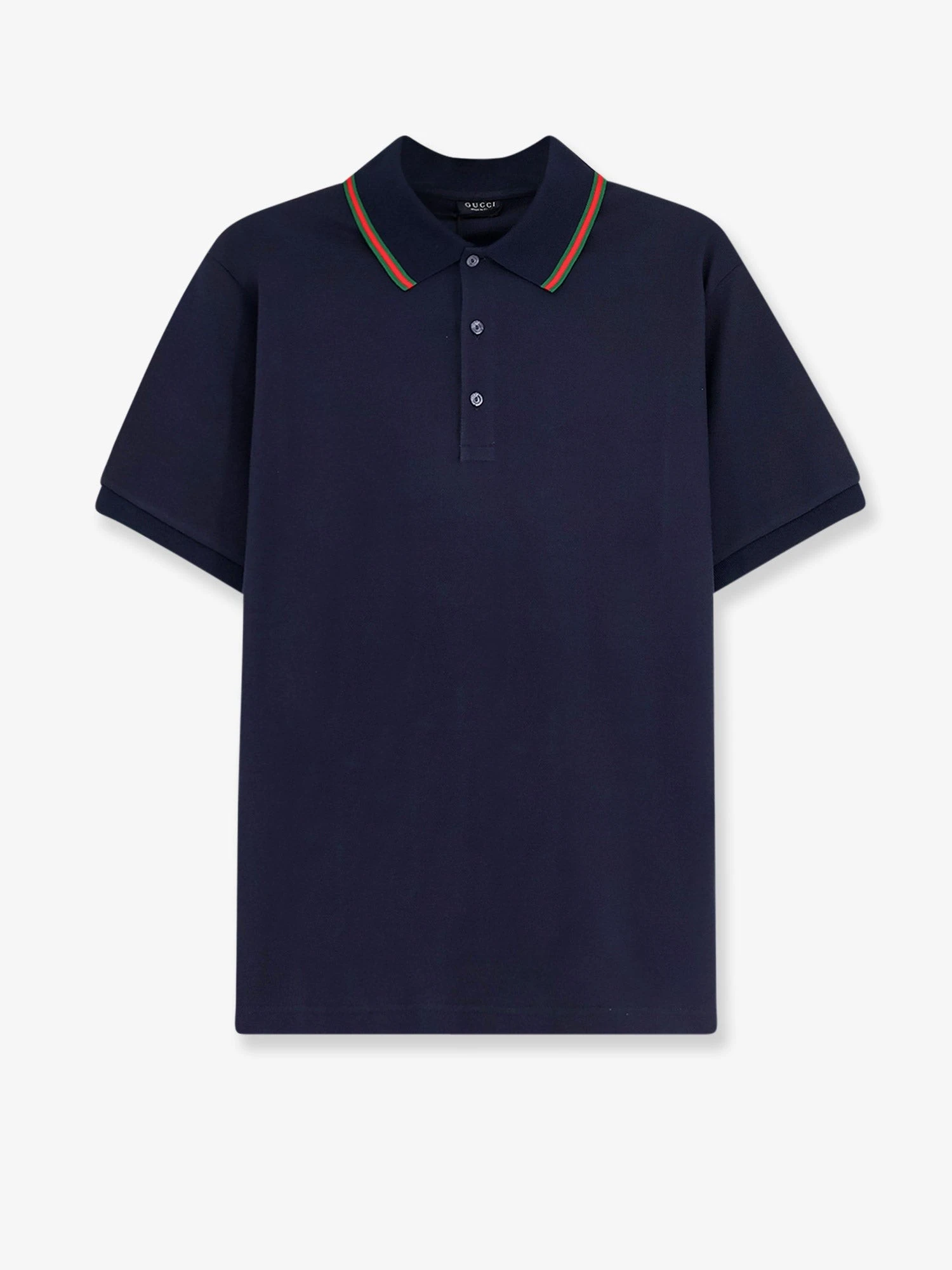 Cotton polo with Nastro Web detail on the collar.webp