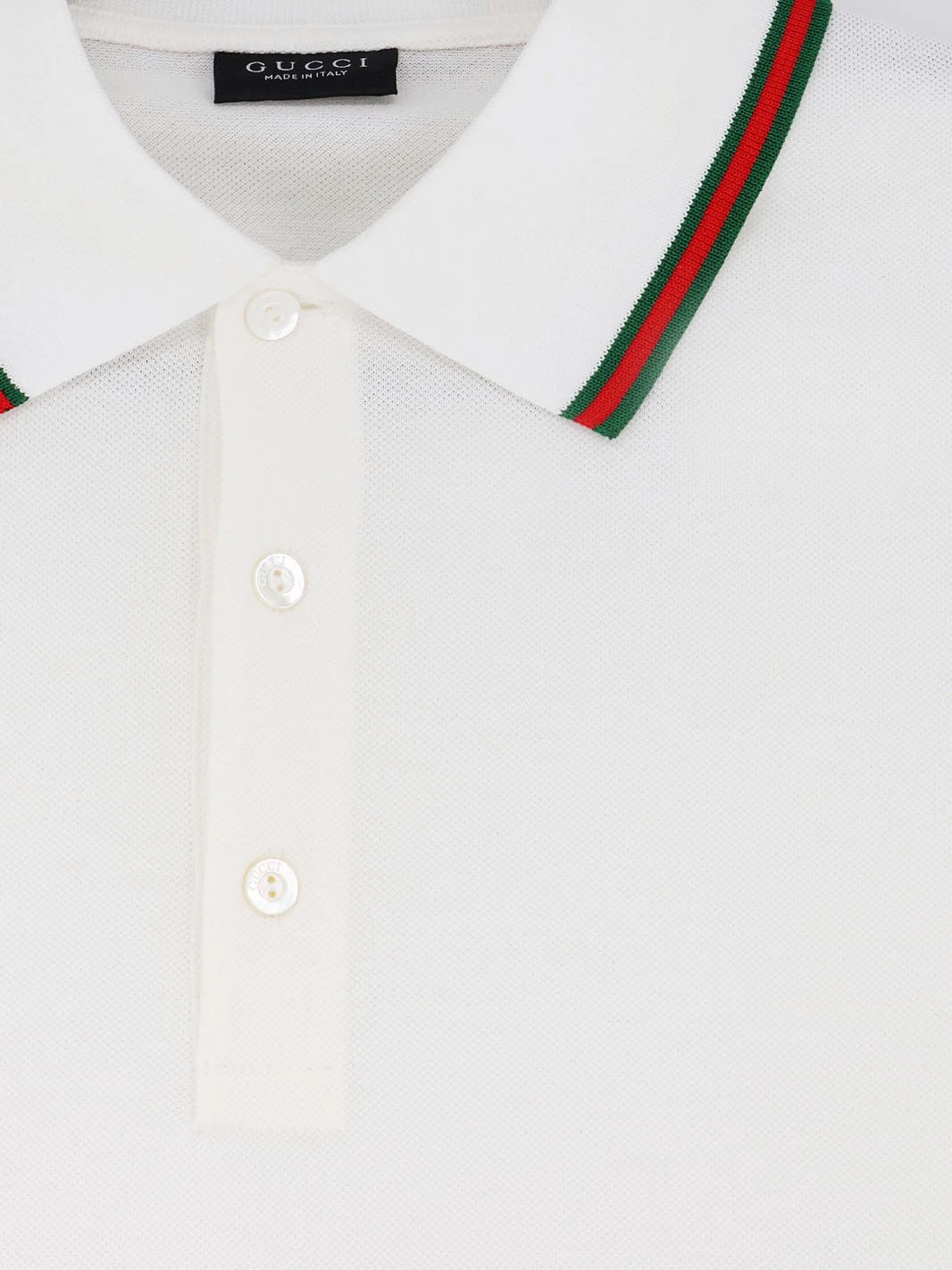 Cotton polo shirt with Nastro Web detail on the collar.webp