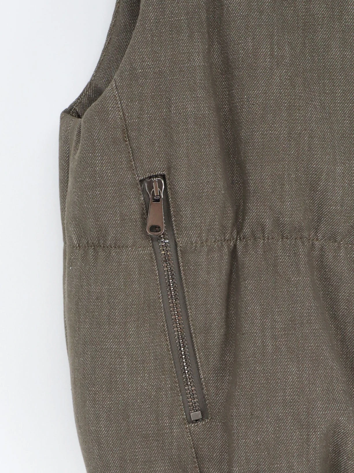 Sleeveless effect twill-denim down jacket.webp