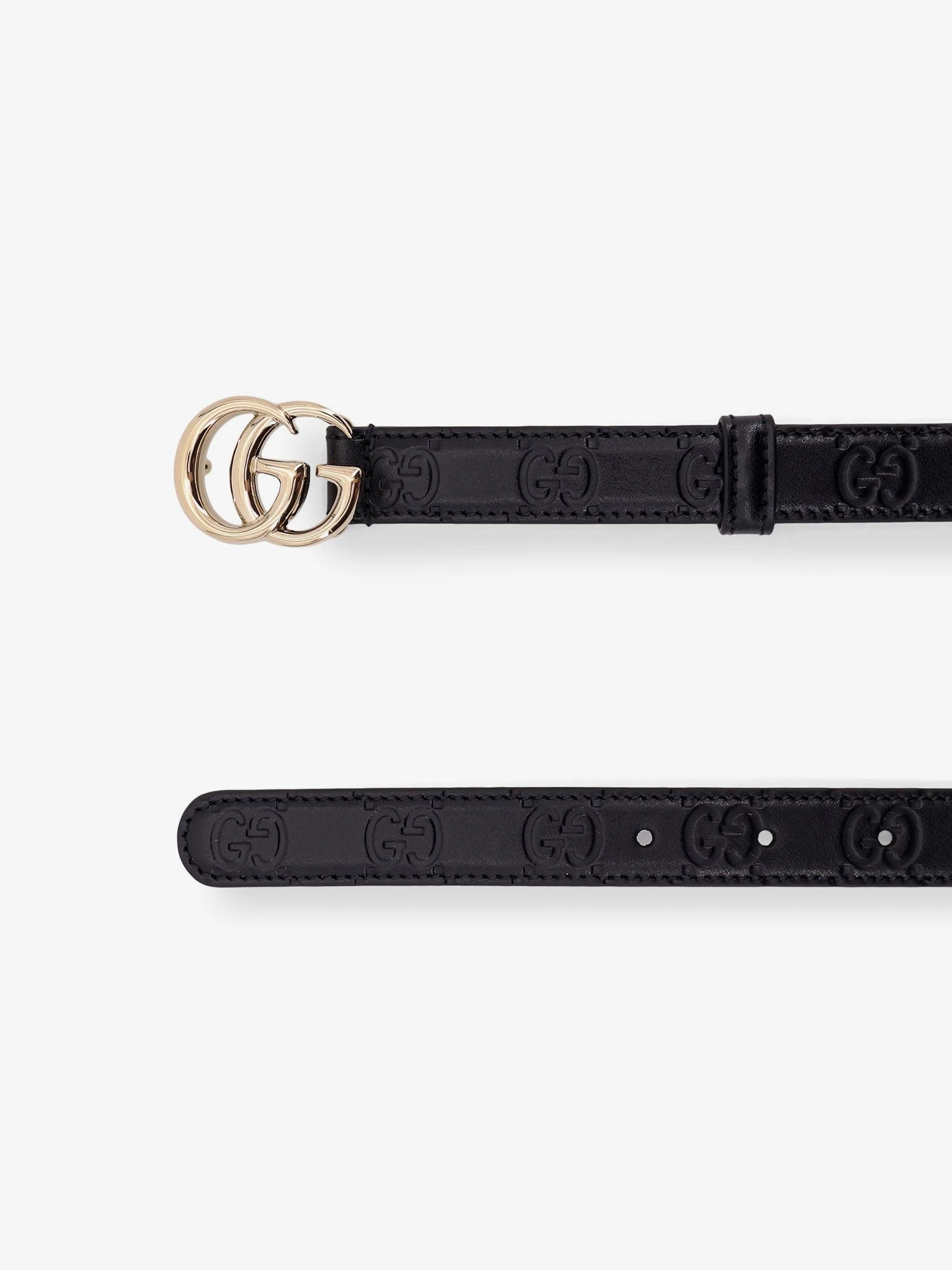Leather belt with all-over GG logo.webp