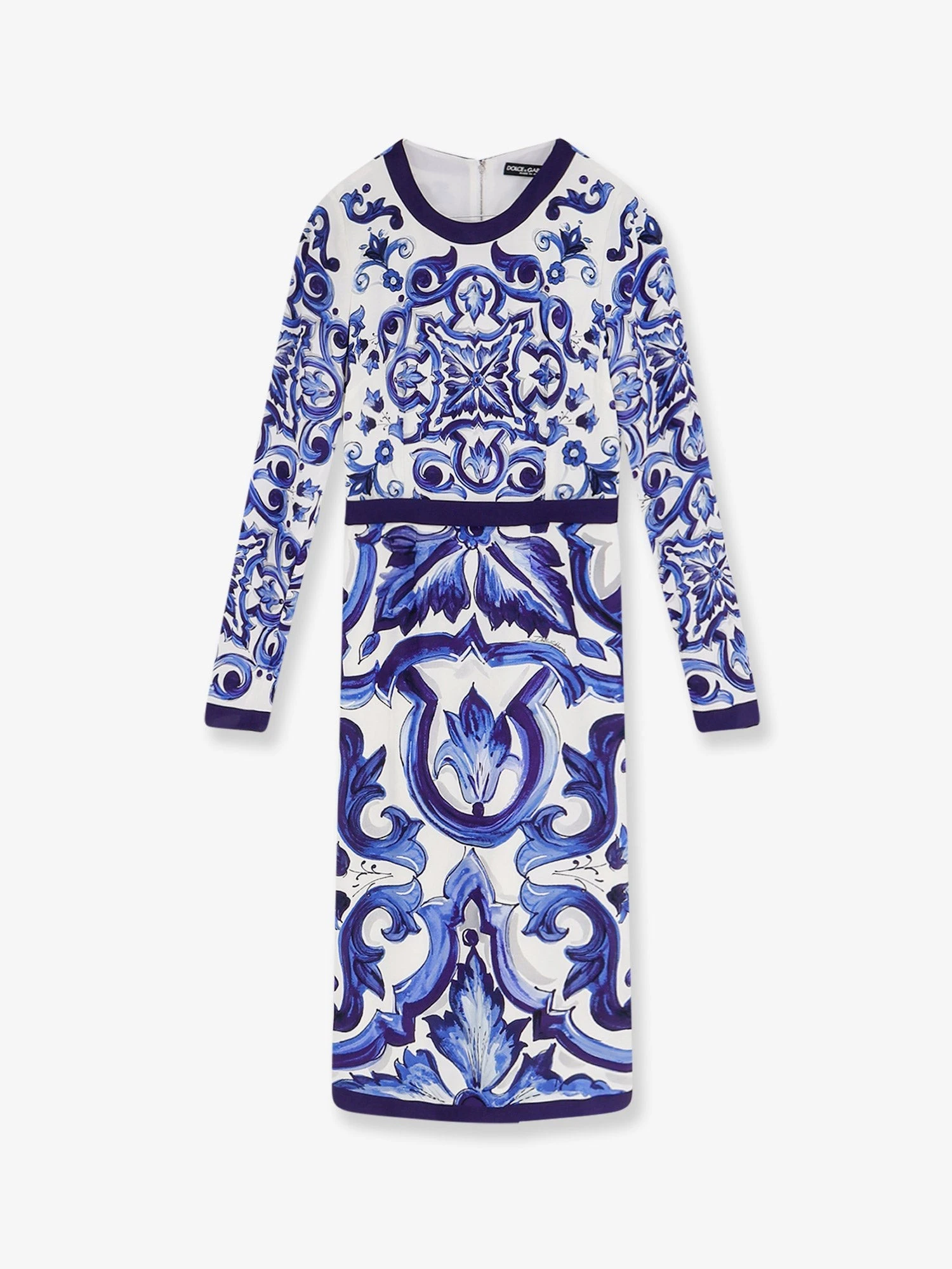 Silk blend dress with Maiolica print.webp
