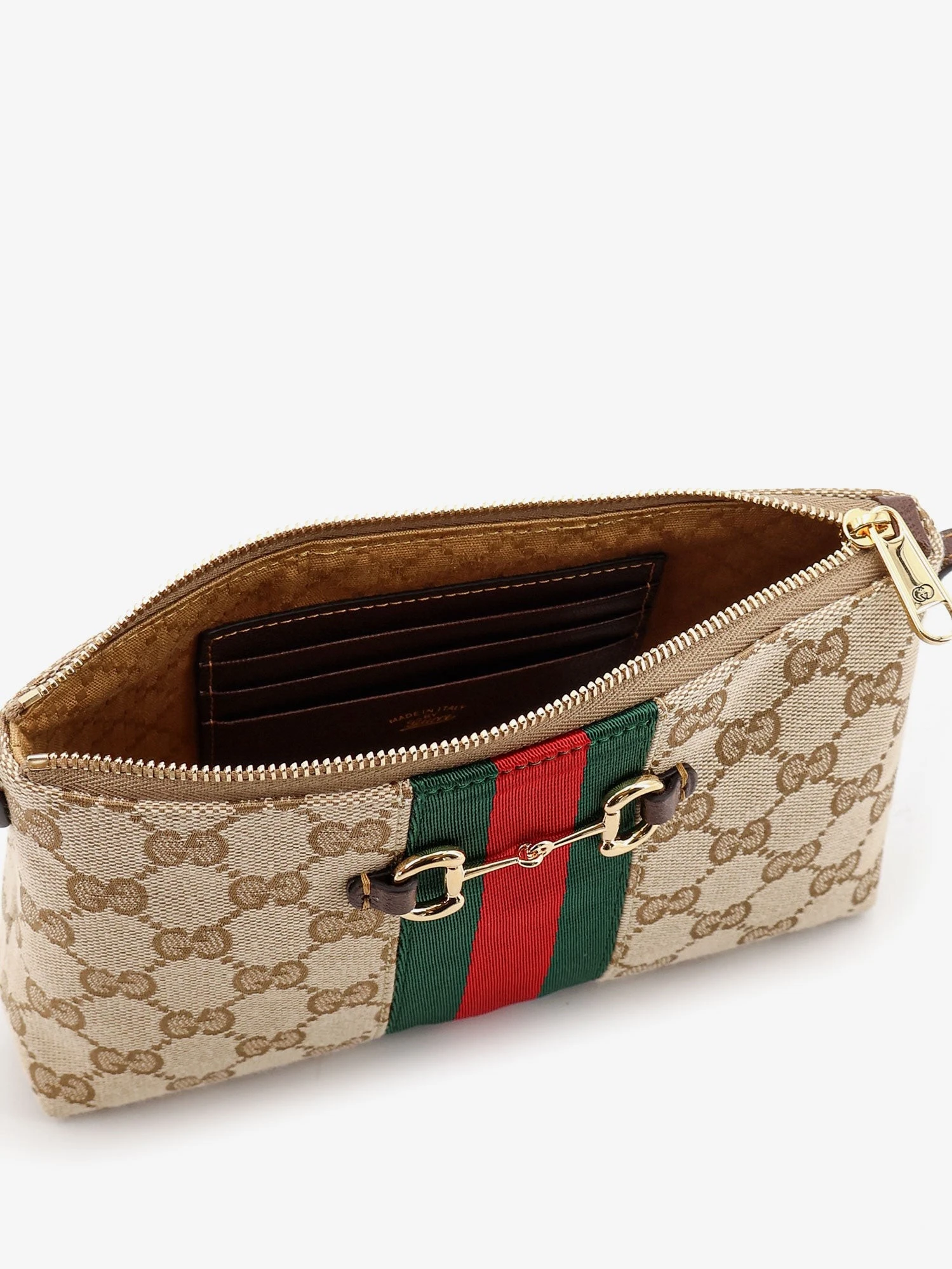 GG fabric crossbody with Nastro Web detail on the front.webp