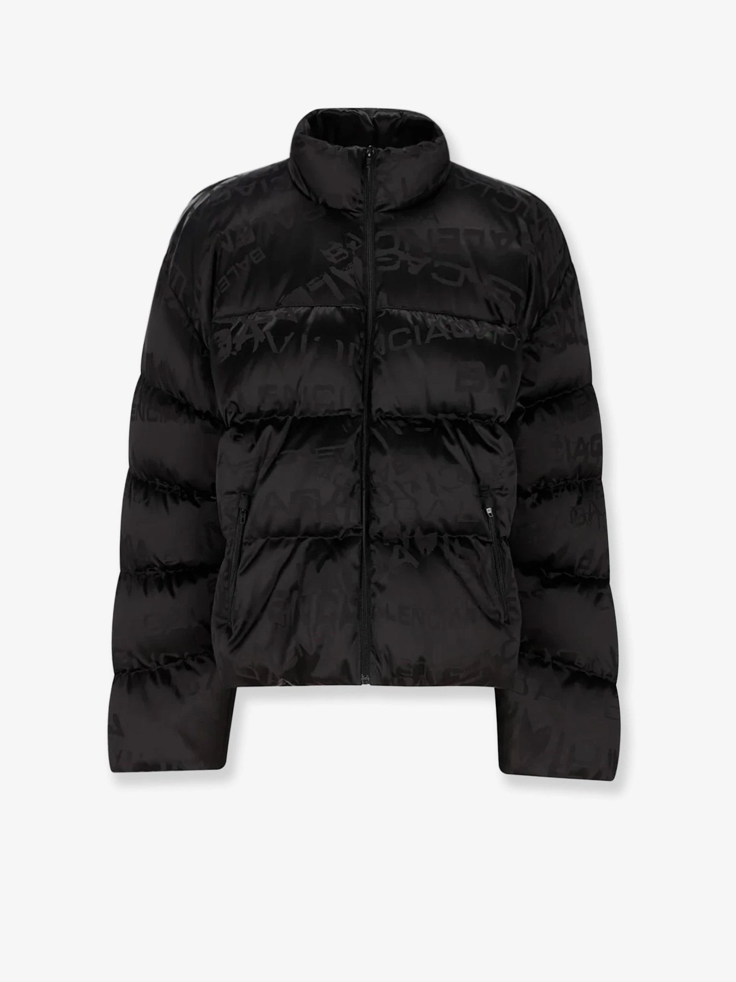 Nylon down jacket with all-over lettering logo.webp