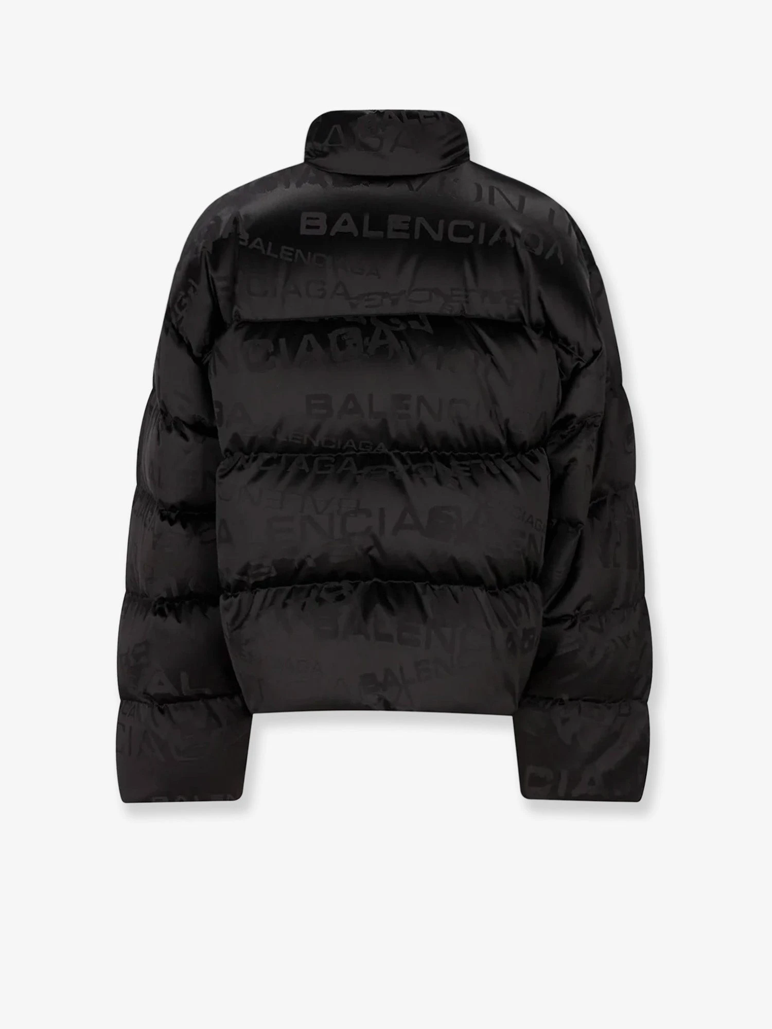 Nylon down jacket with all-over lettering logo.webp