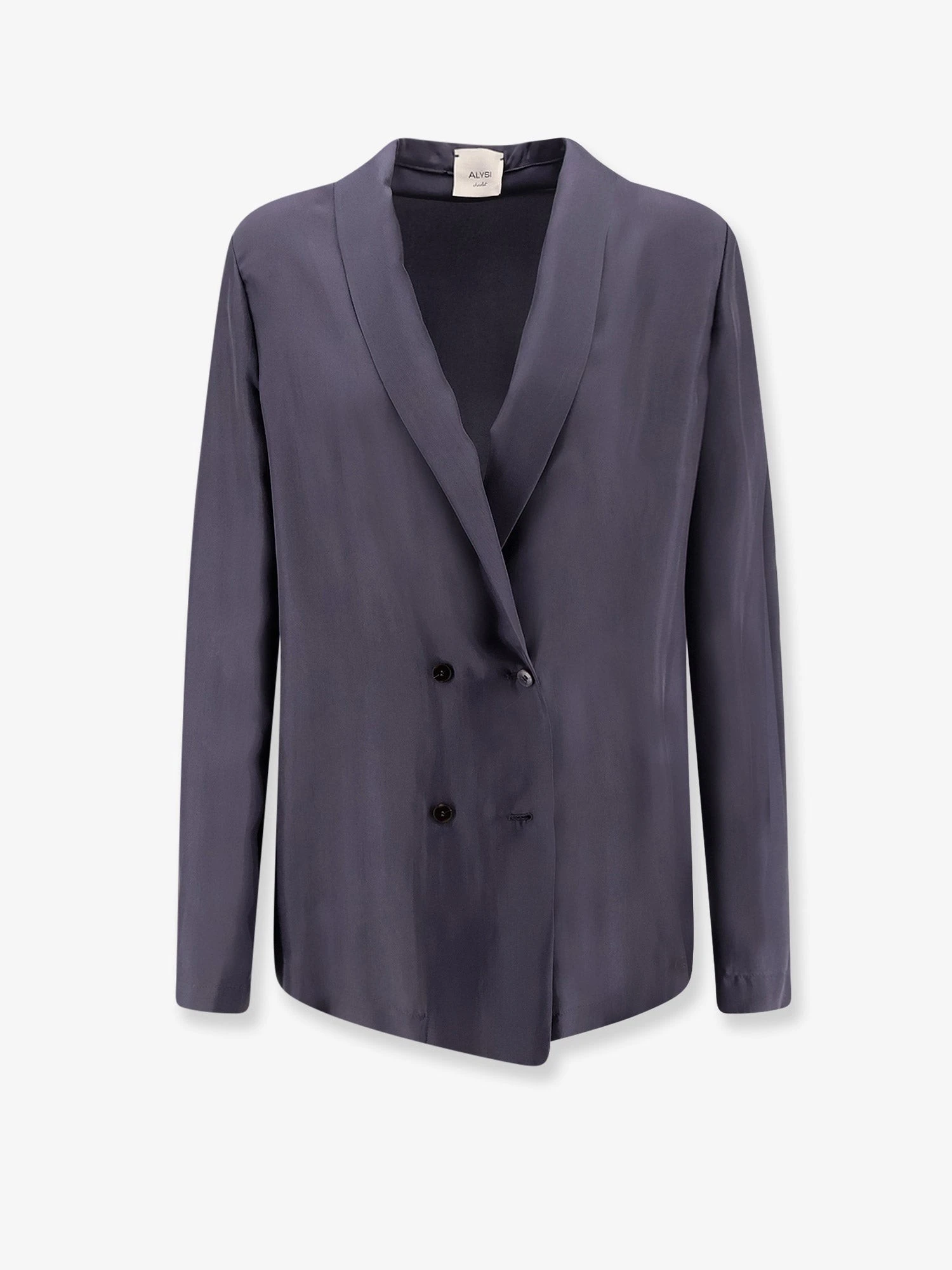Double-breasted silk blazer.webp