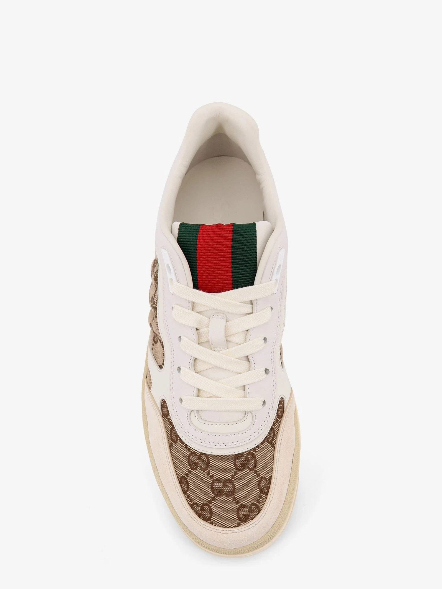 Leather and suede Low-top Re-Web sneakers with GG Supreme fabric inserts.webp
