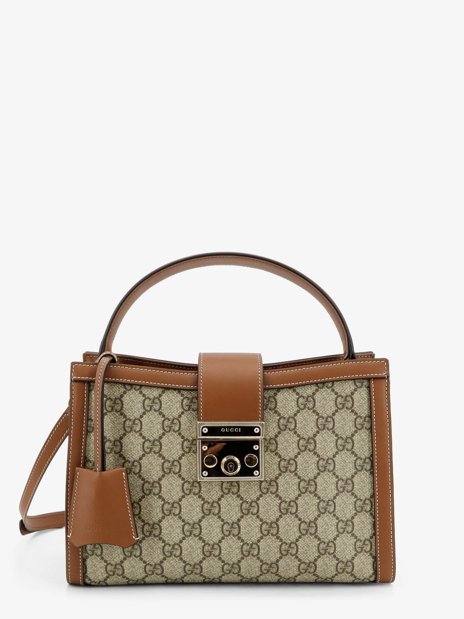 Padlock handbag with shoulder strap.webp