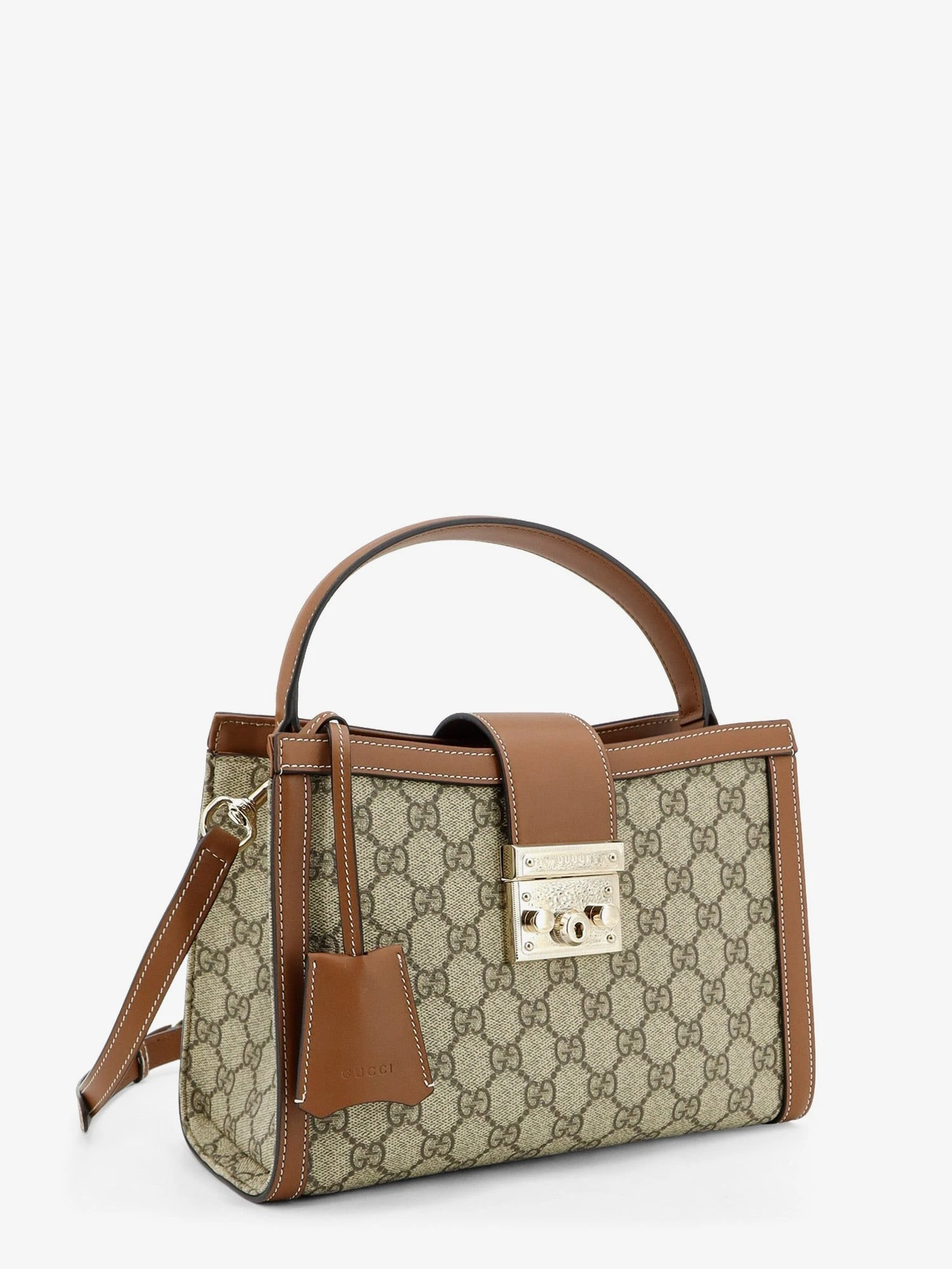 Padlock handbag with shoulder strap.webp