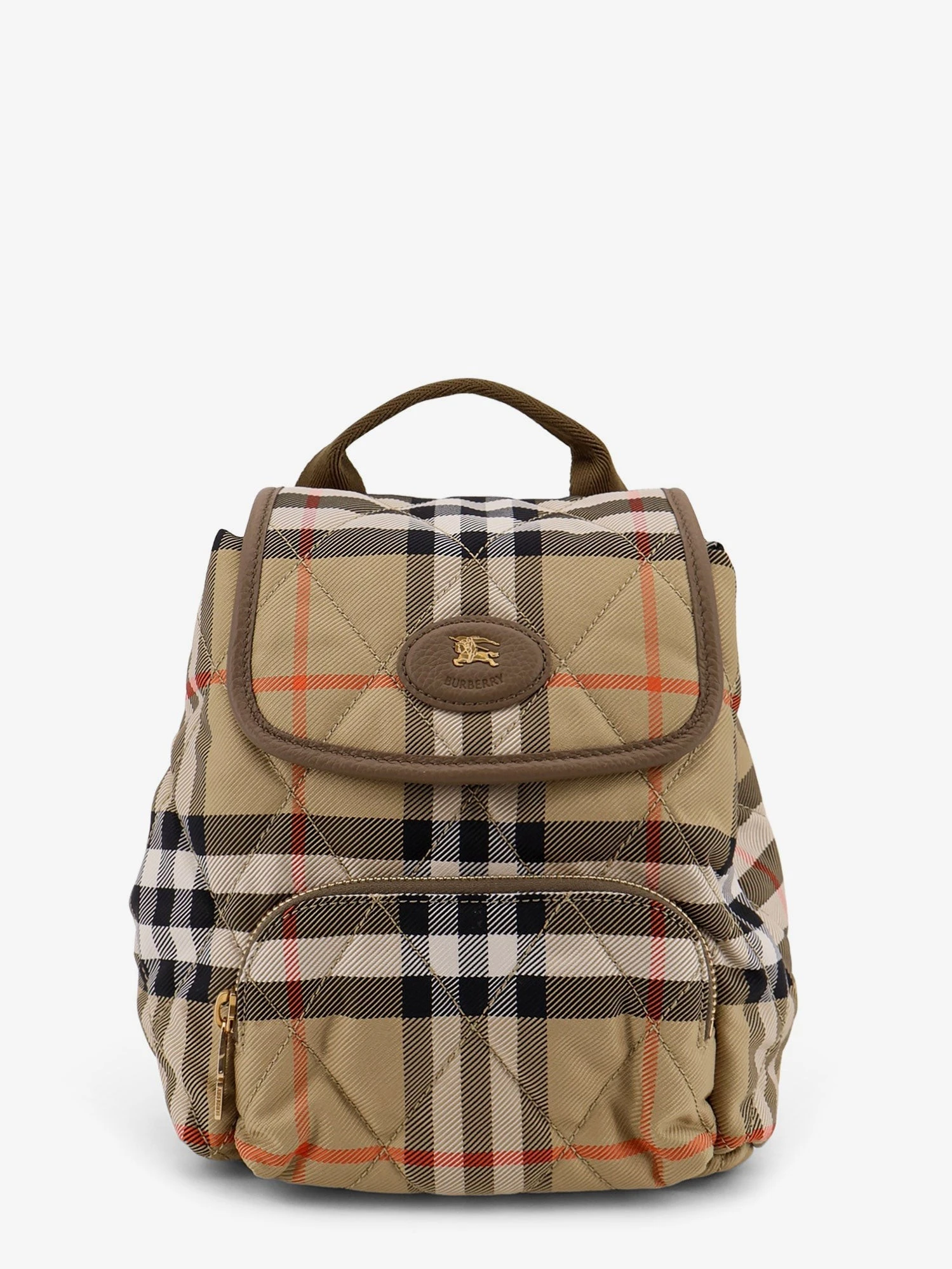 Horseshoe nylon backpack with check pattern.webp