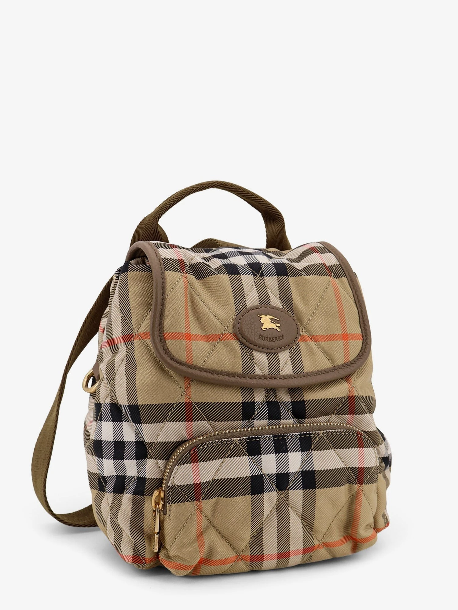 Horseshoe nylon backpack with check pattern.webp