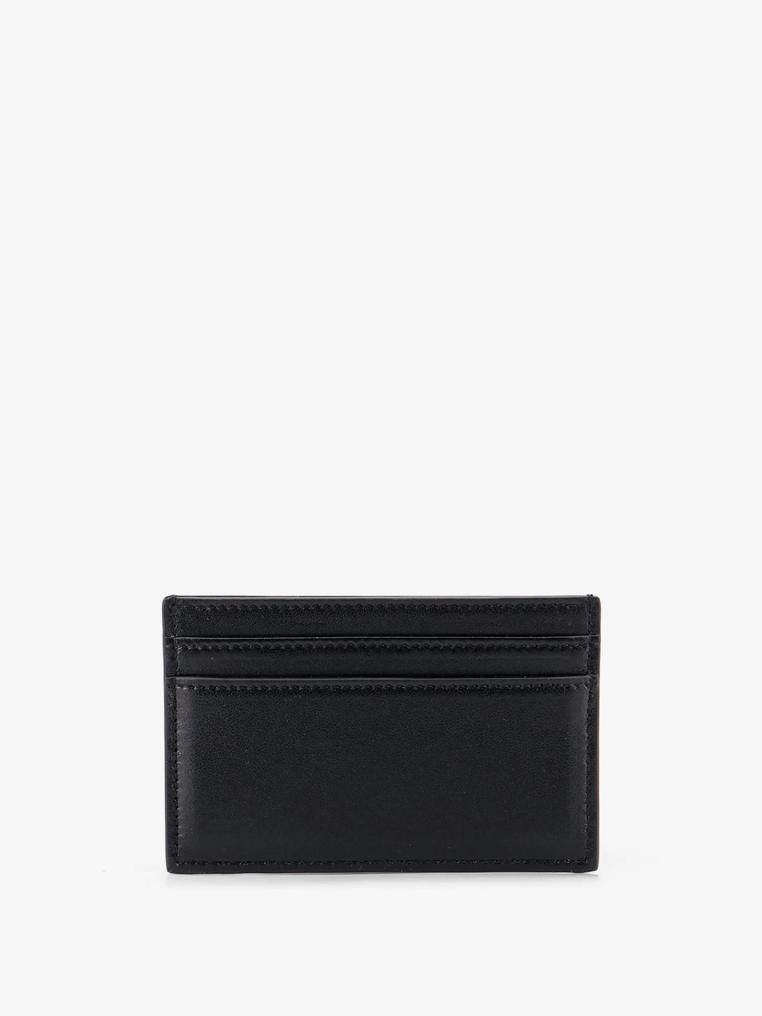 Leather card holder with front logo print.webp