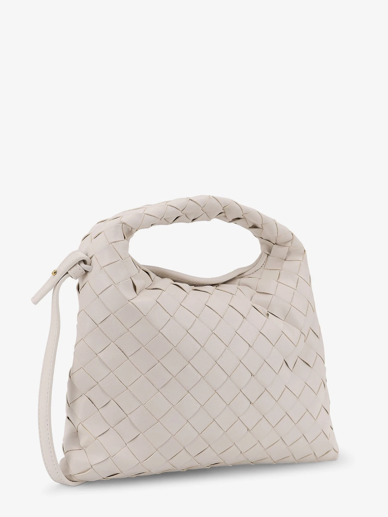 Mini Hop leather crossbody bag with Intrecciato pattern.webp