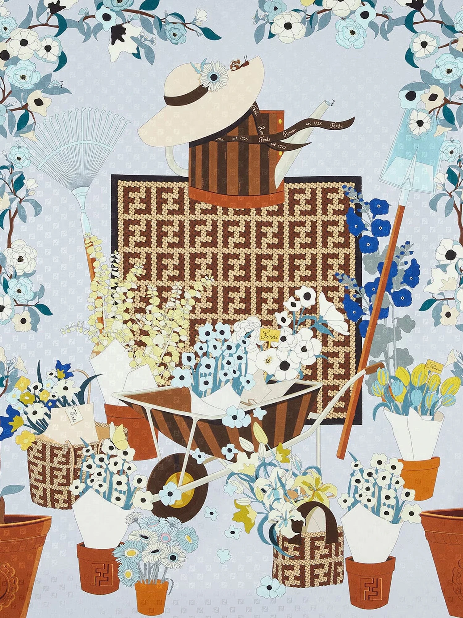 Silk scarf with Gardening print.webp