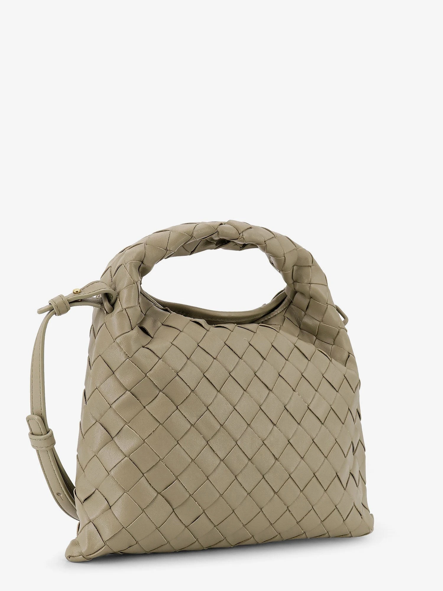 Mini Hop leather crossbody bag with Intrecciato pattern.webp