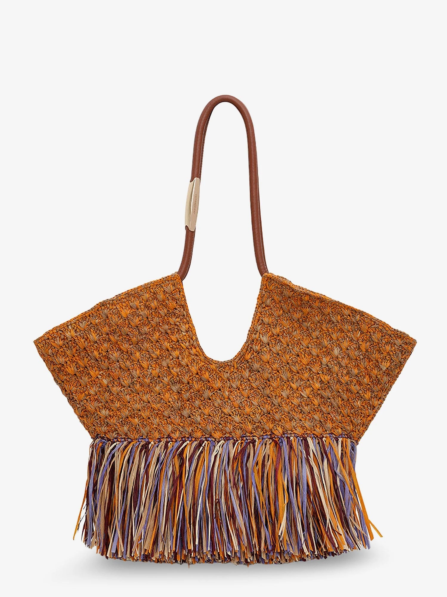 Golden Time rafia shoulder bag with fringe.webp