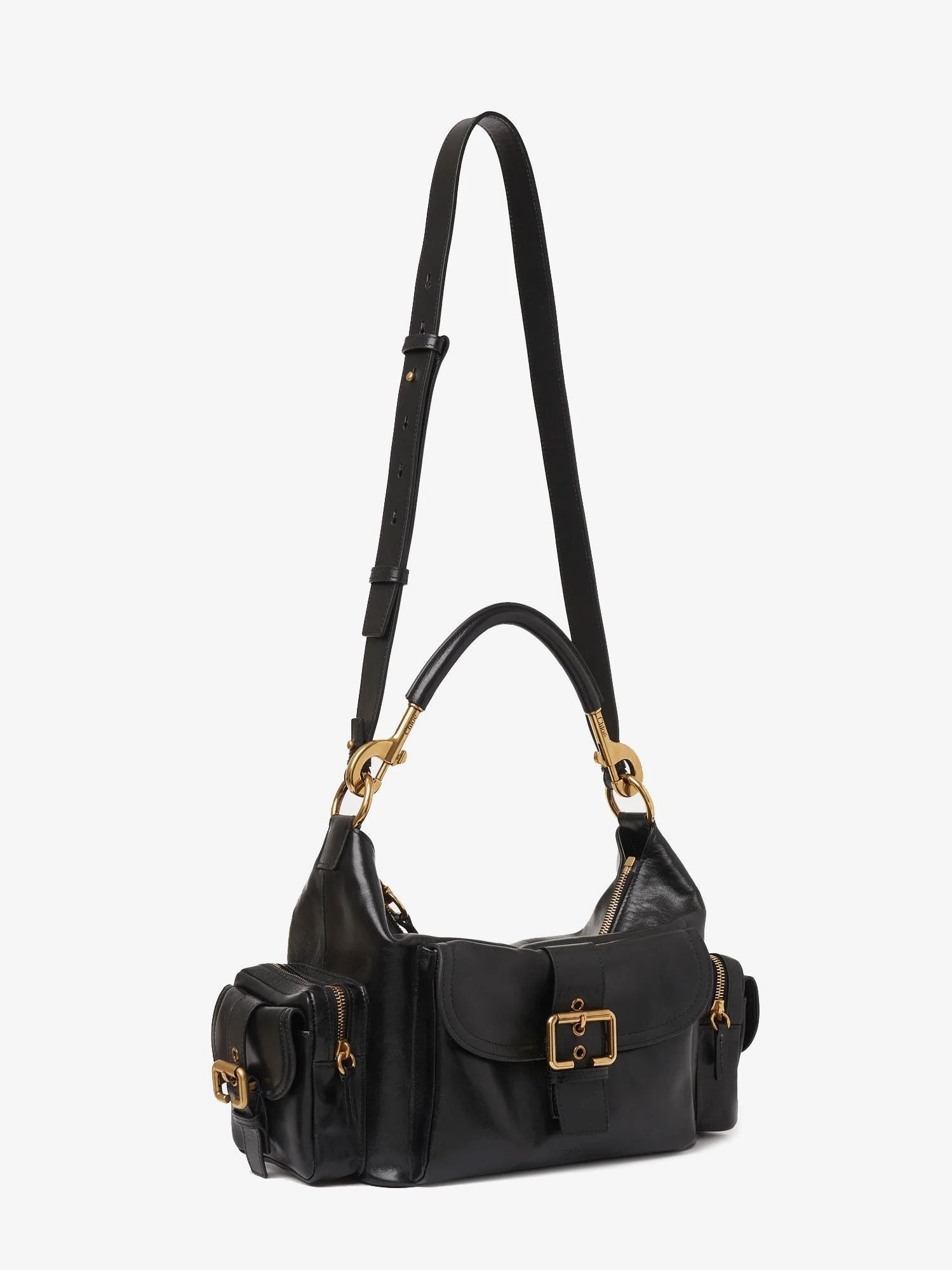 Carry shiny buffalo leather shoulder bag.webp