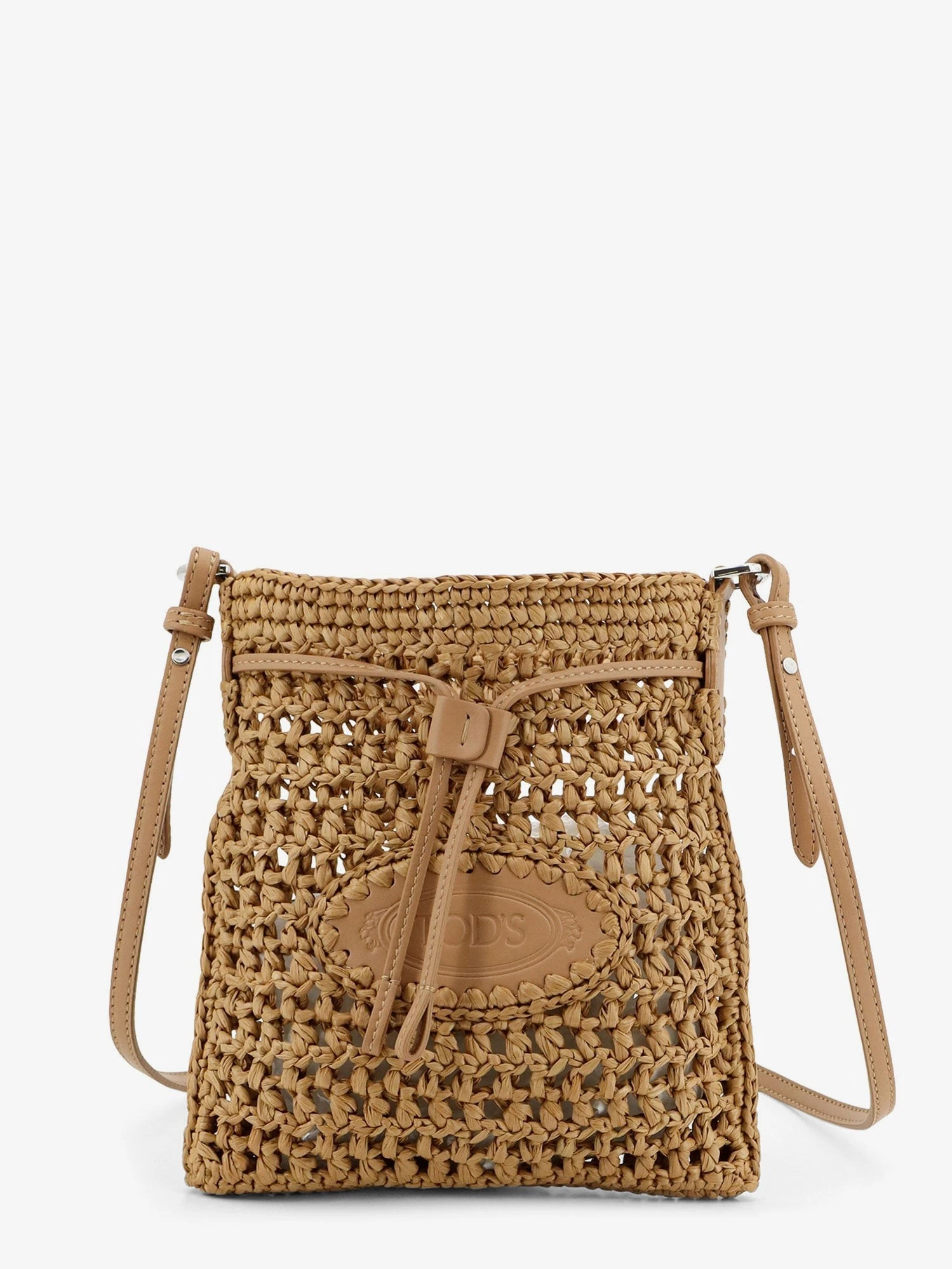 Raffia bucket bag with crochet motif.webp