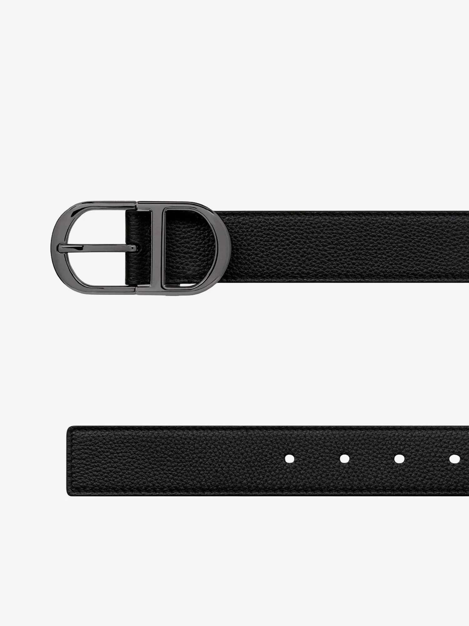 Leather belt with metal CD logo.webp