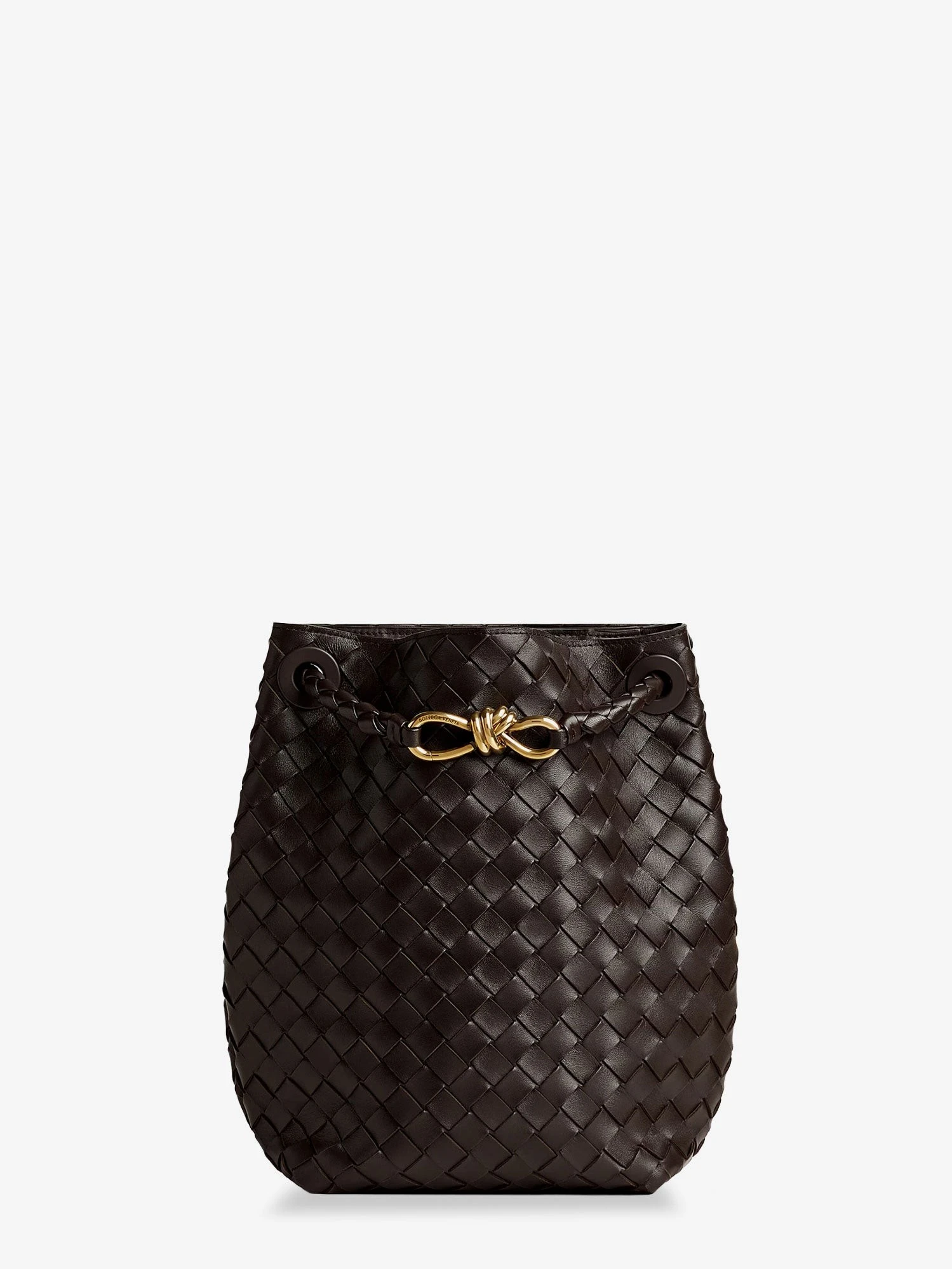 Andiamo Bucket leather crossbody bag with Intrecciato Pattern.webp