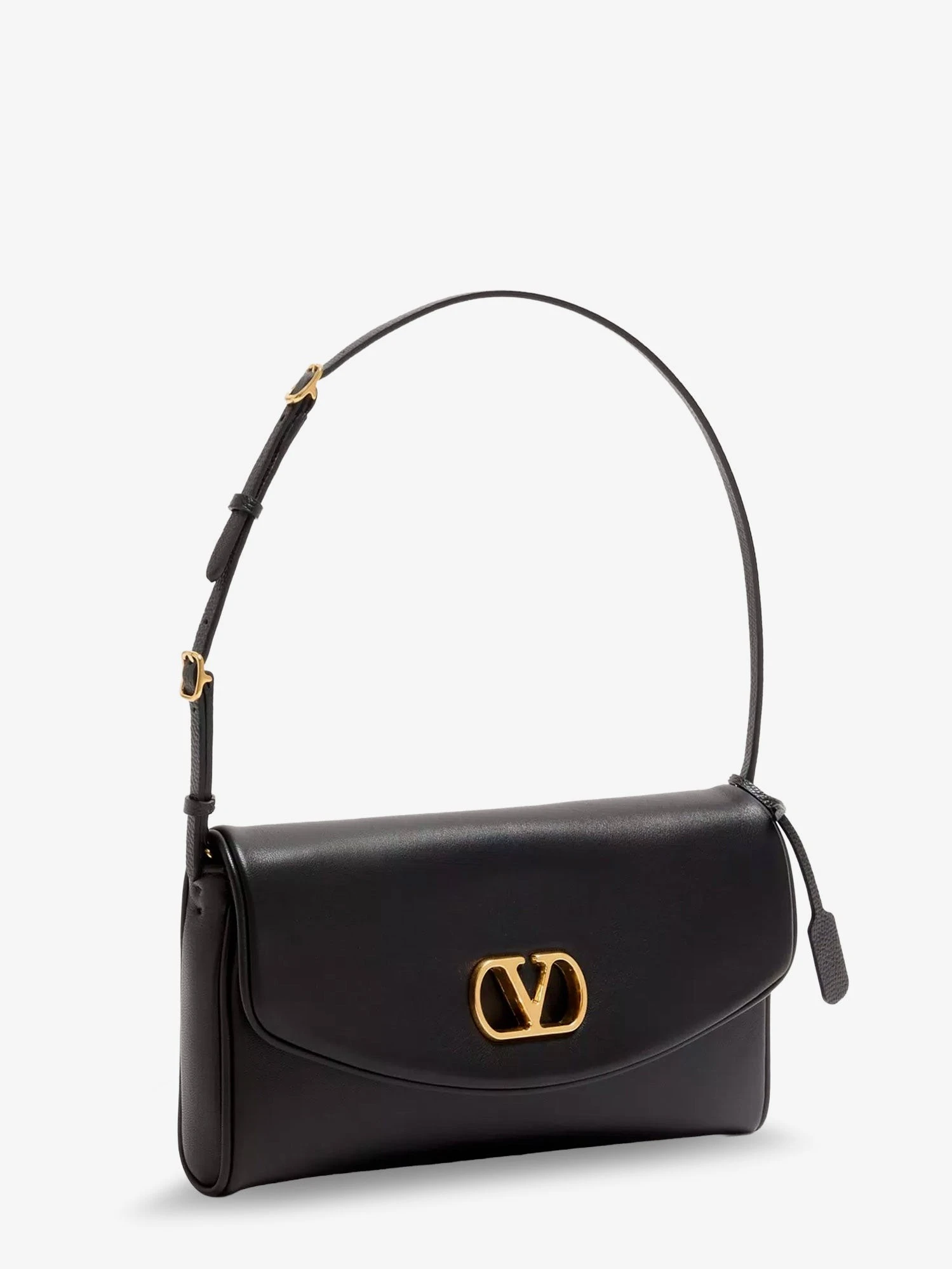 DeVain Leather Shoulder Bag with Metal VLogo Signature.webp