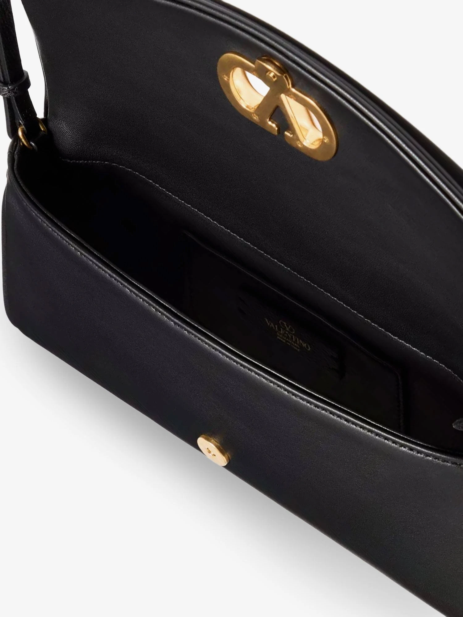 DeVain Leather Shoulder Bag with Metal VLogo Signature.webp