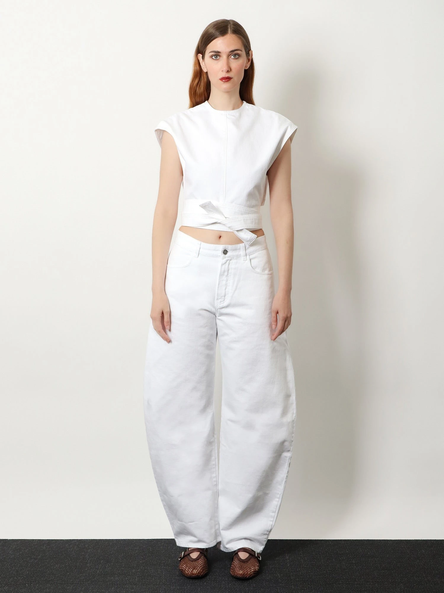 Cotton crop fit Belted top.webp