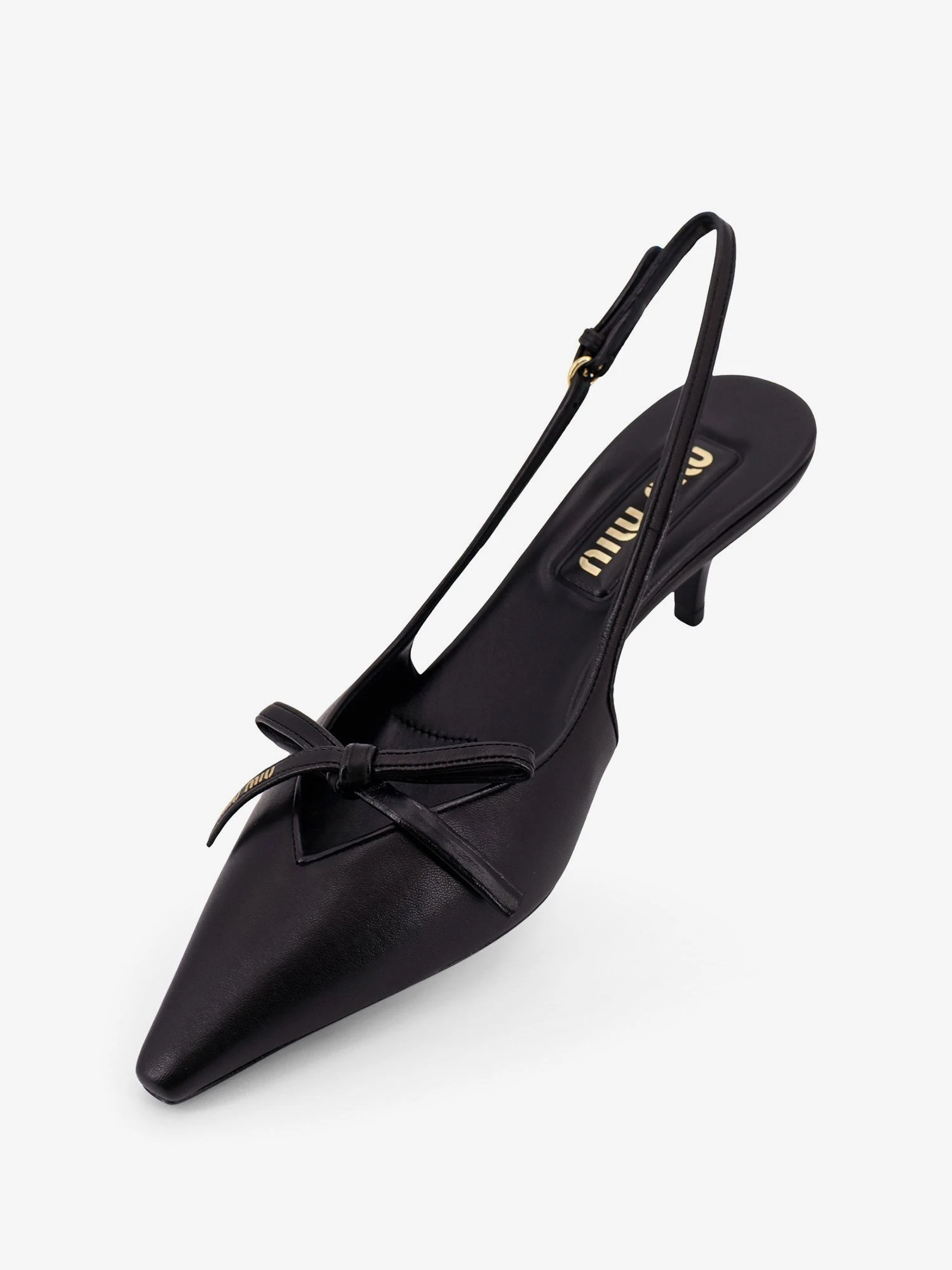 Leather décolleté with logo bow detail.webp