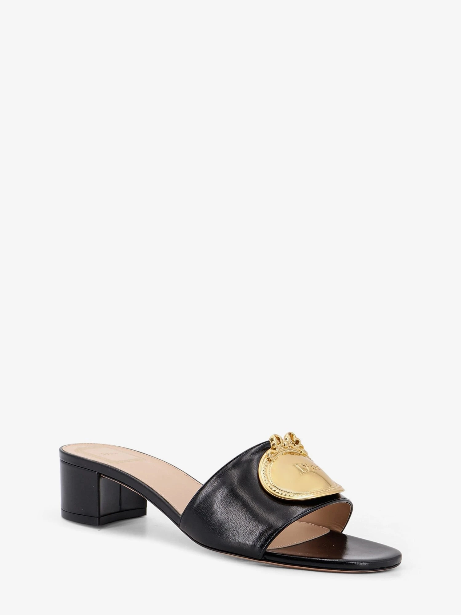 Leather sandals with Dior Médaillon logo.webp