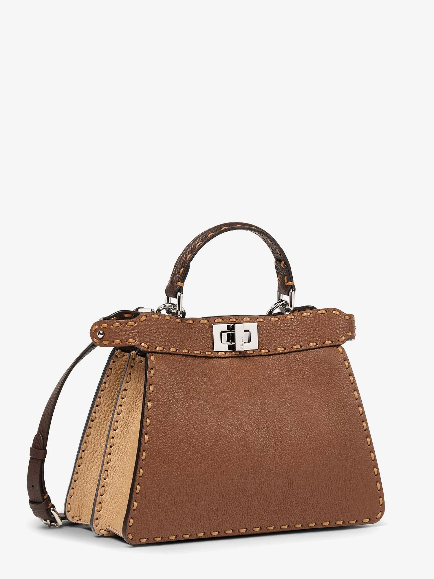 Peekaboo IseeU Small leather shoulder bag with Selleria macro stitching.webp