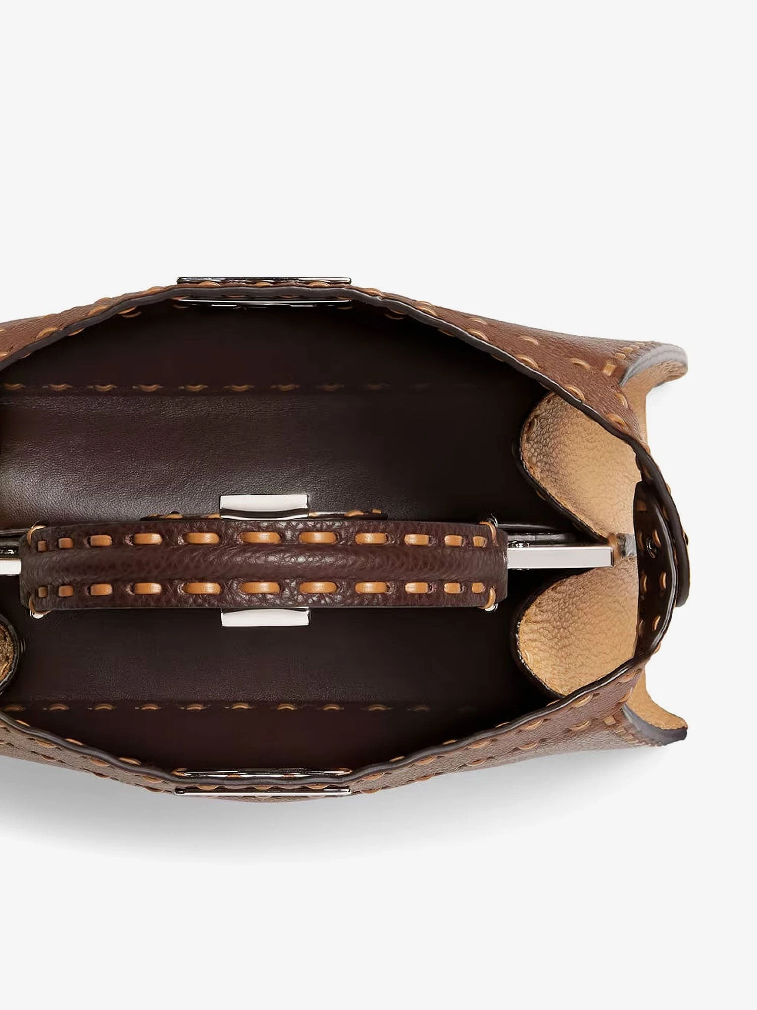 Peekaboo IseeU Small leather shoulder bag with Selleria macro stitching.webp