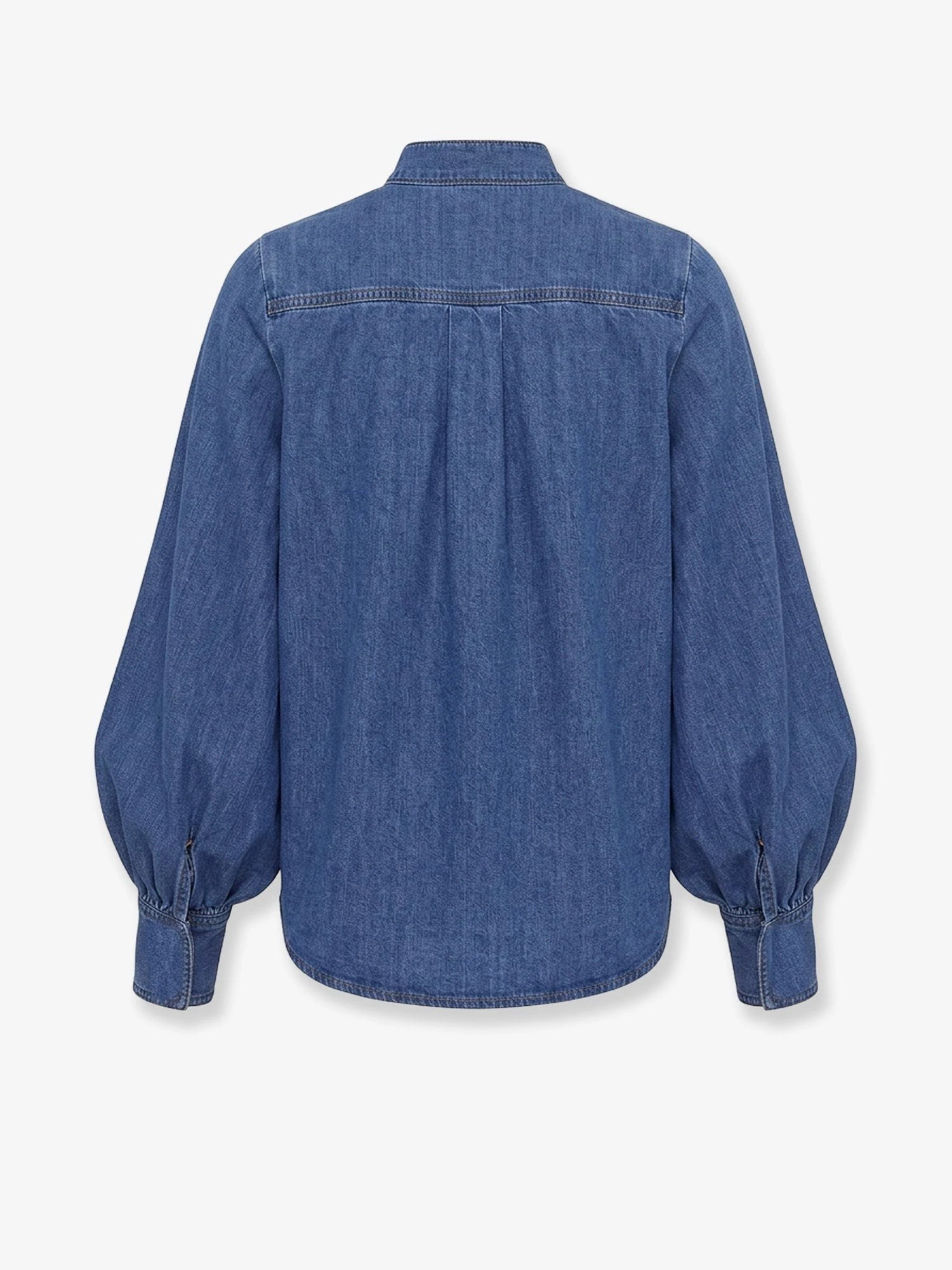 Denim shirt with cut-out embroidery.webp