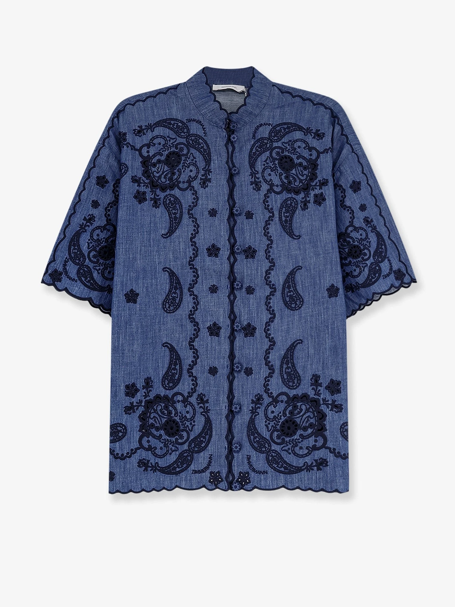 Aster denim shirt with all-over contrasting embroidery.webp