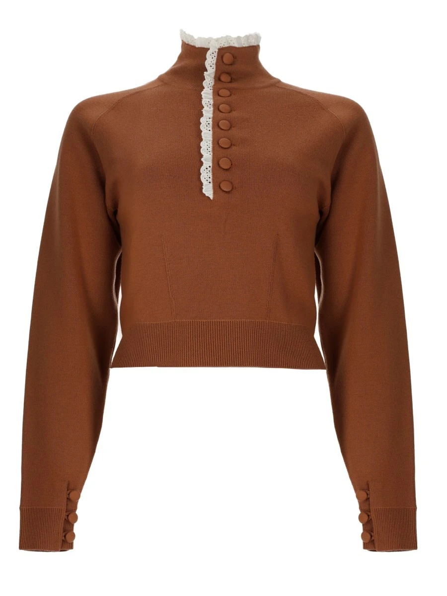PULLOVER A COLLO ALTO IN MAGLIA DI LANA E PIZZO.webp
