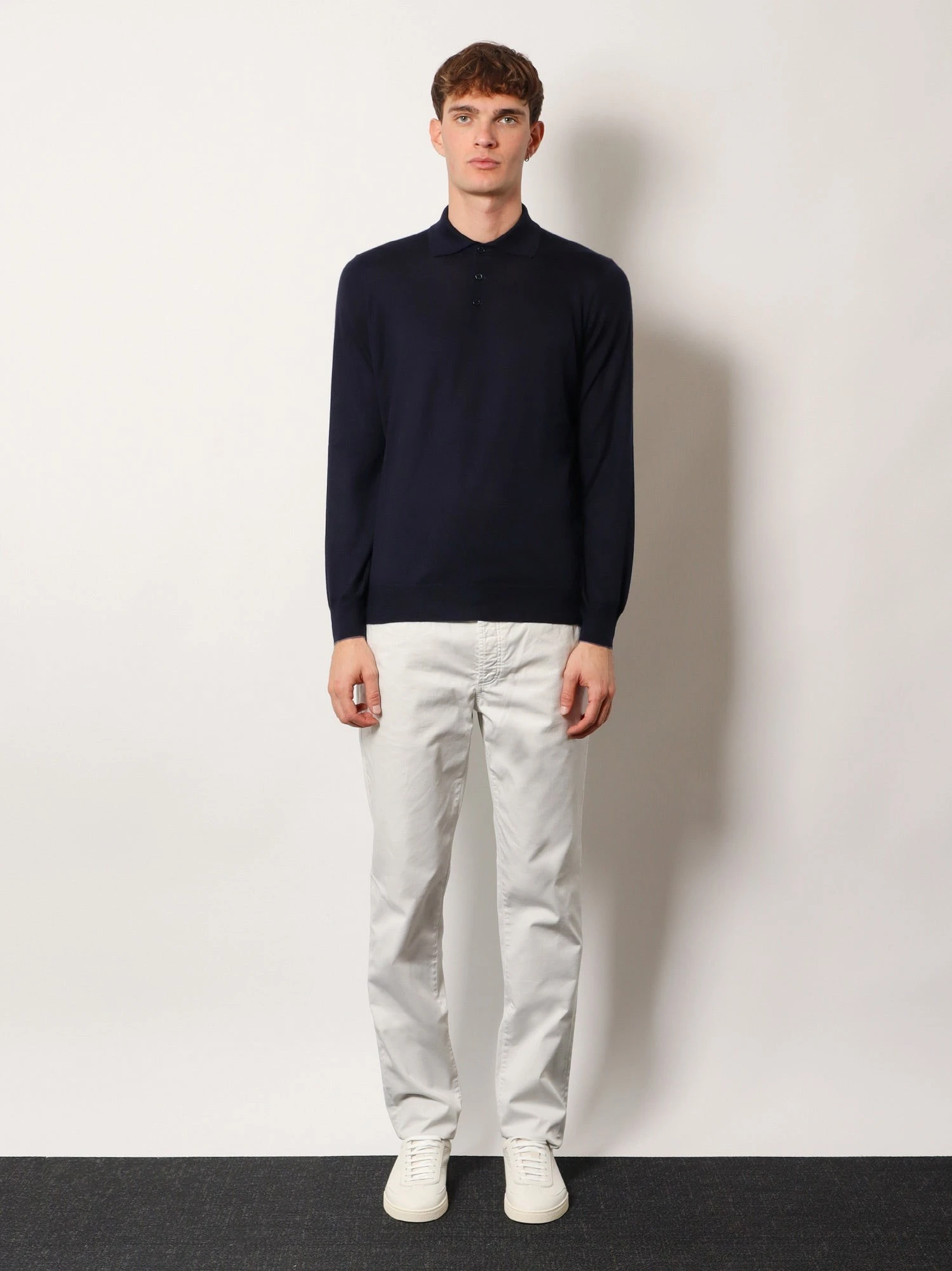 Cashmere and cotton polo shirt.webp