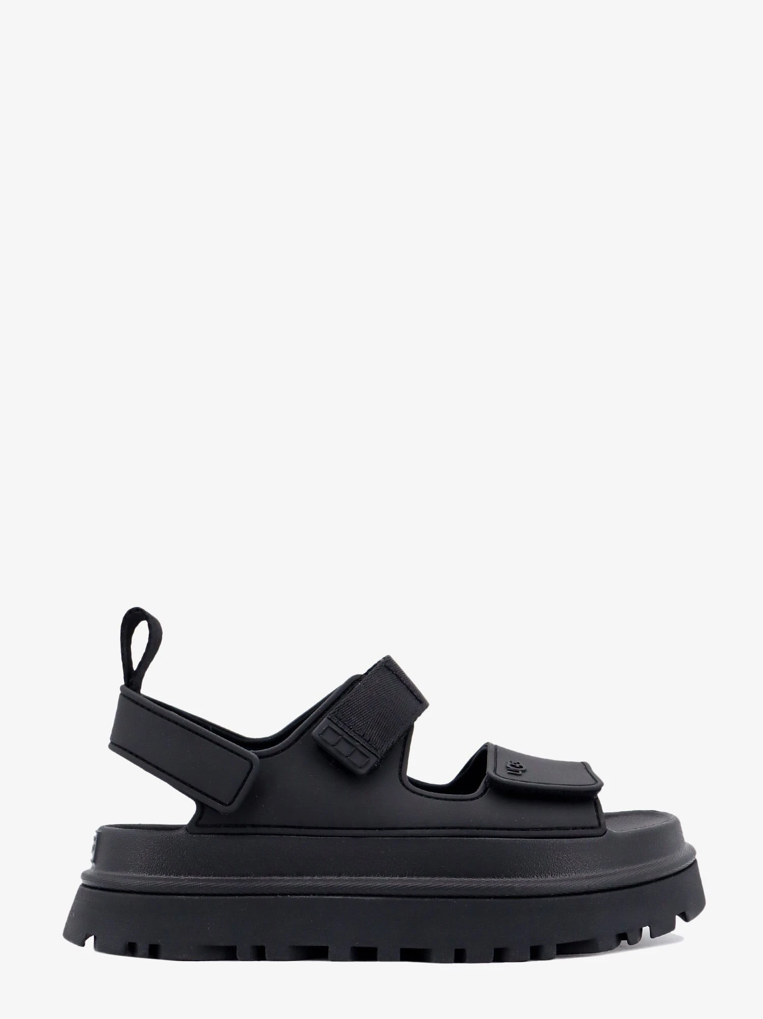 Rubber sandals with embossed logo.webp