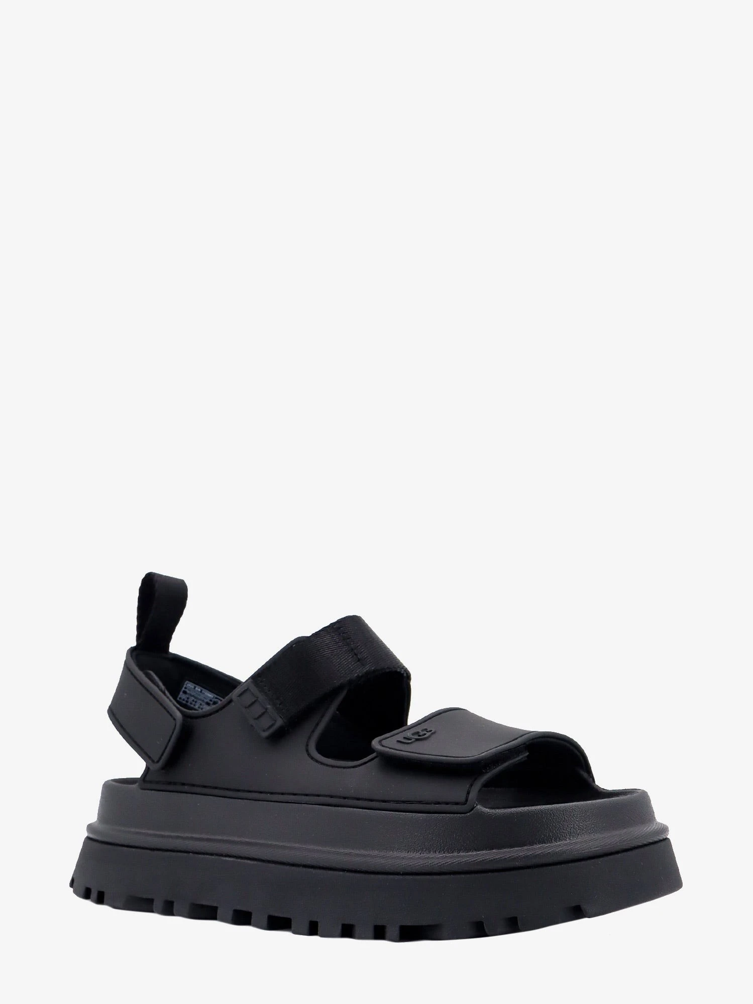 Rubber sandals with embossed logo.webp