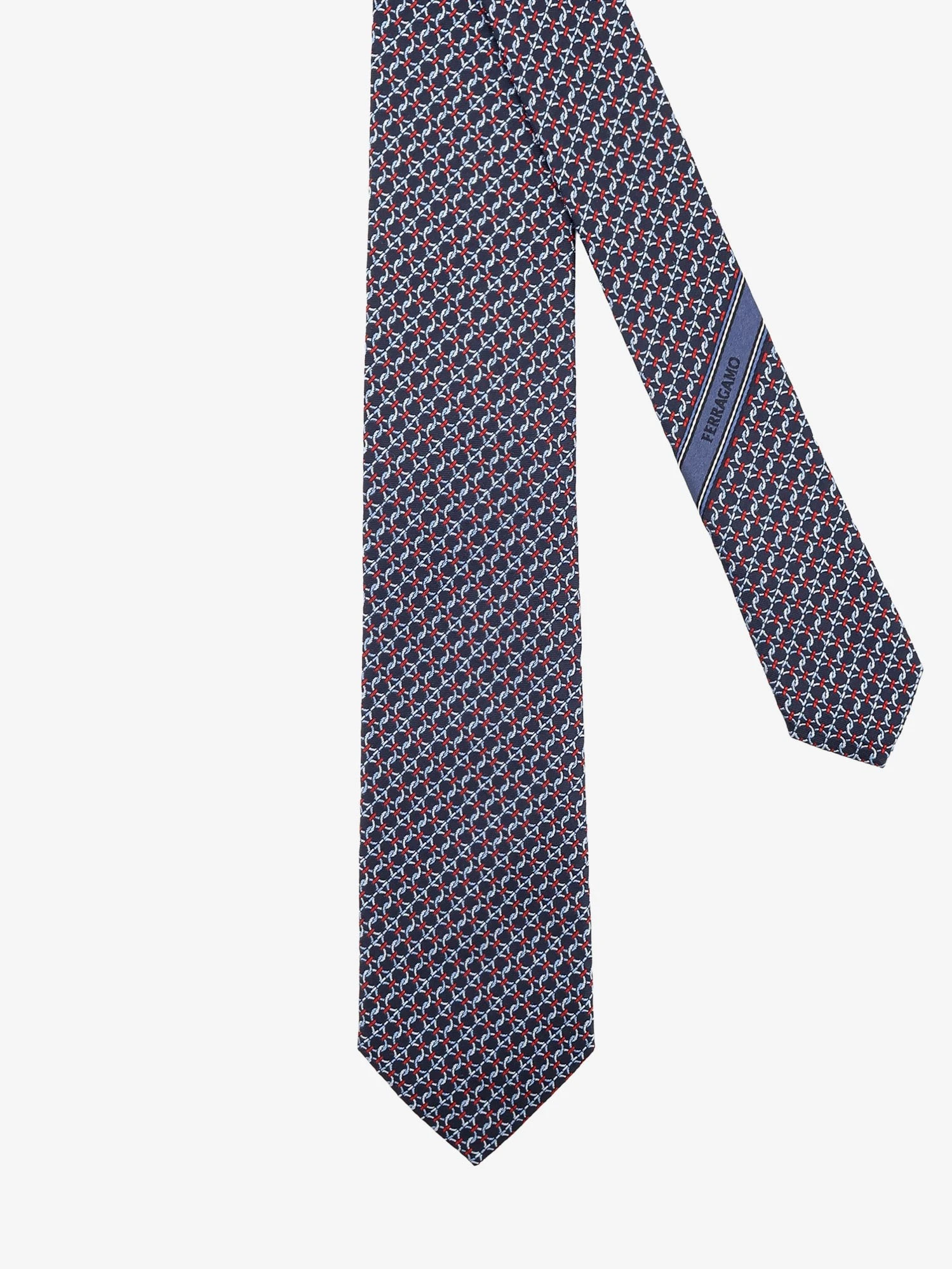 Crema silk tie with Intreccio print.webp