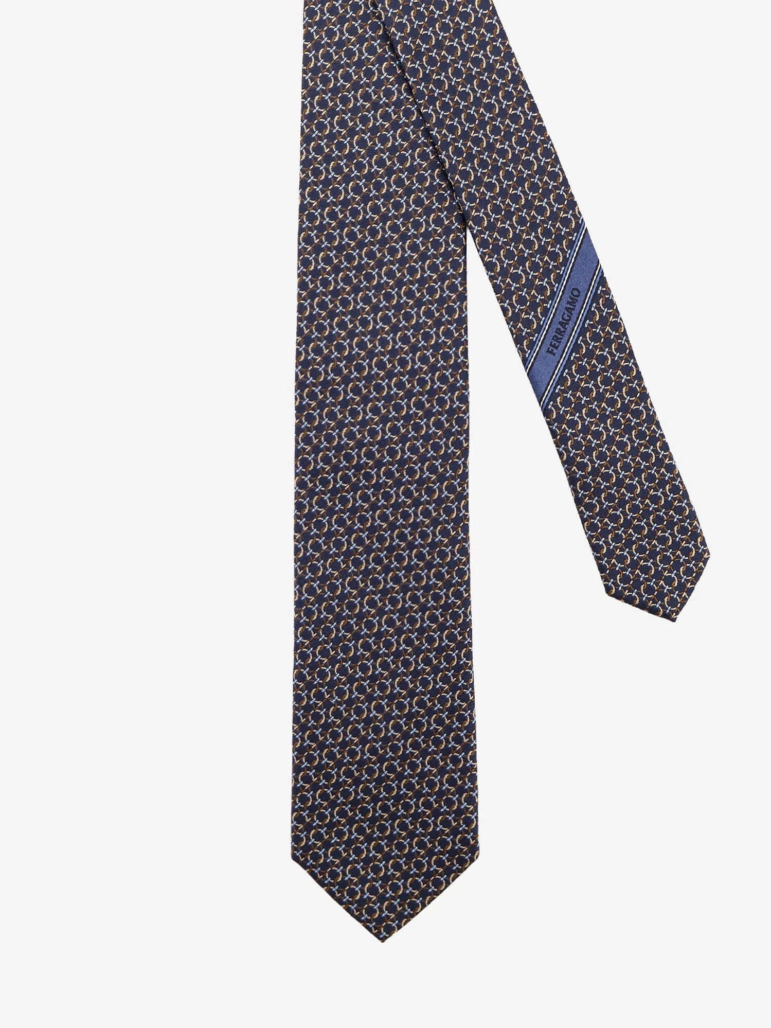 Crema silk tie with Intreccio print.webp
