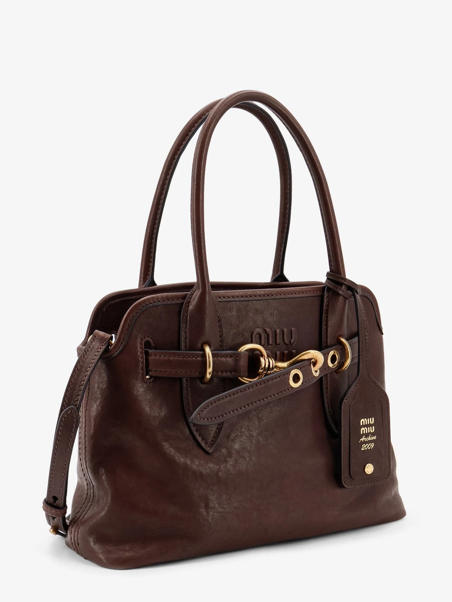 Aventure leather handbag with embossed lettering logo.webp