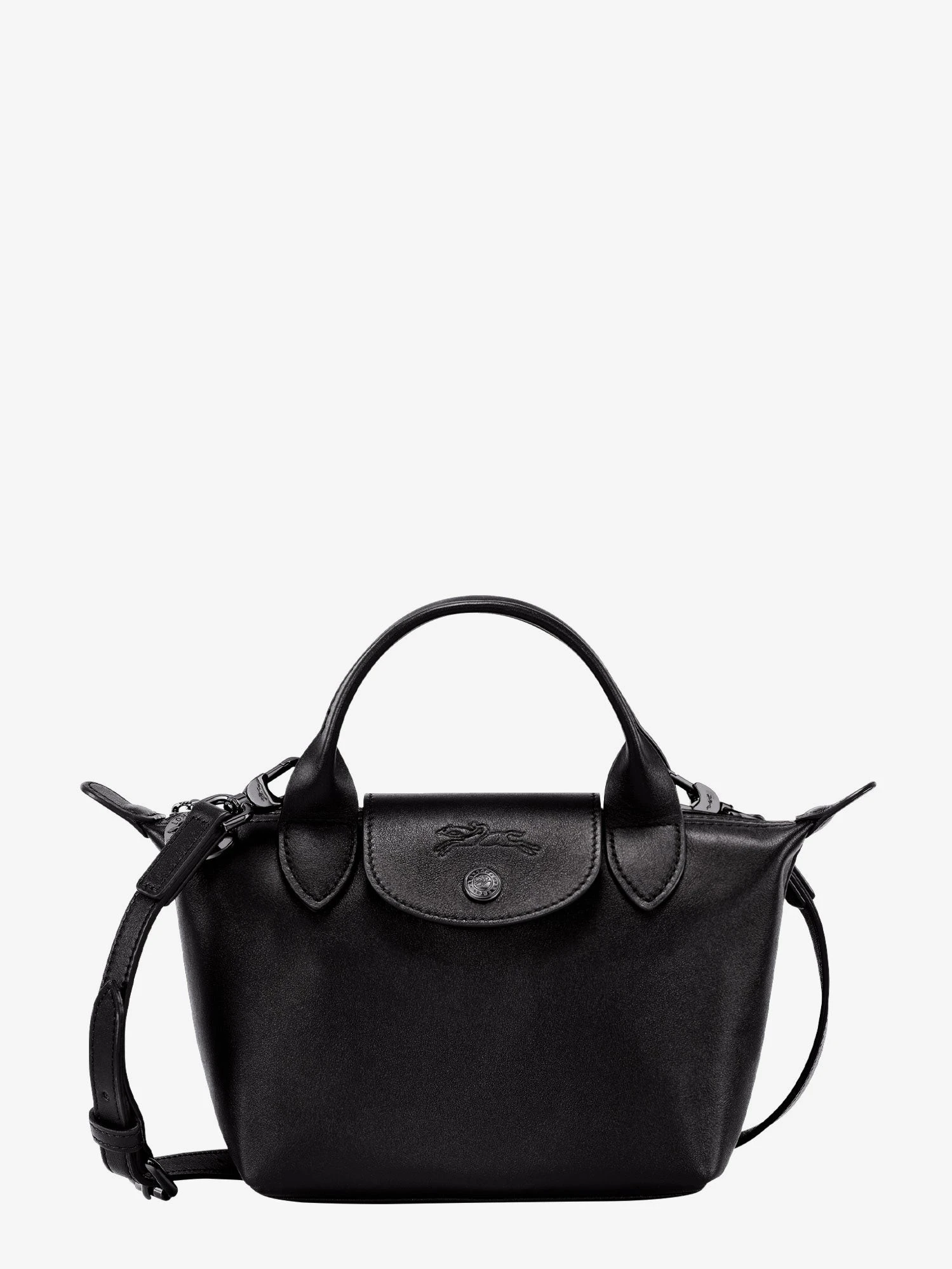 Le Pliage Xtra XS leather crossbody bag with engraved logo.webp
